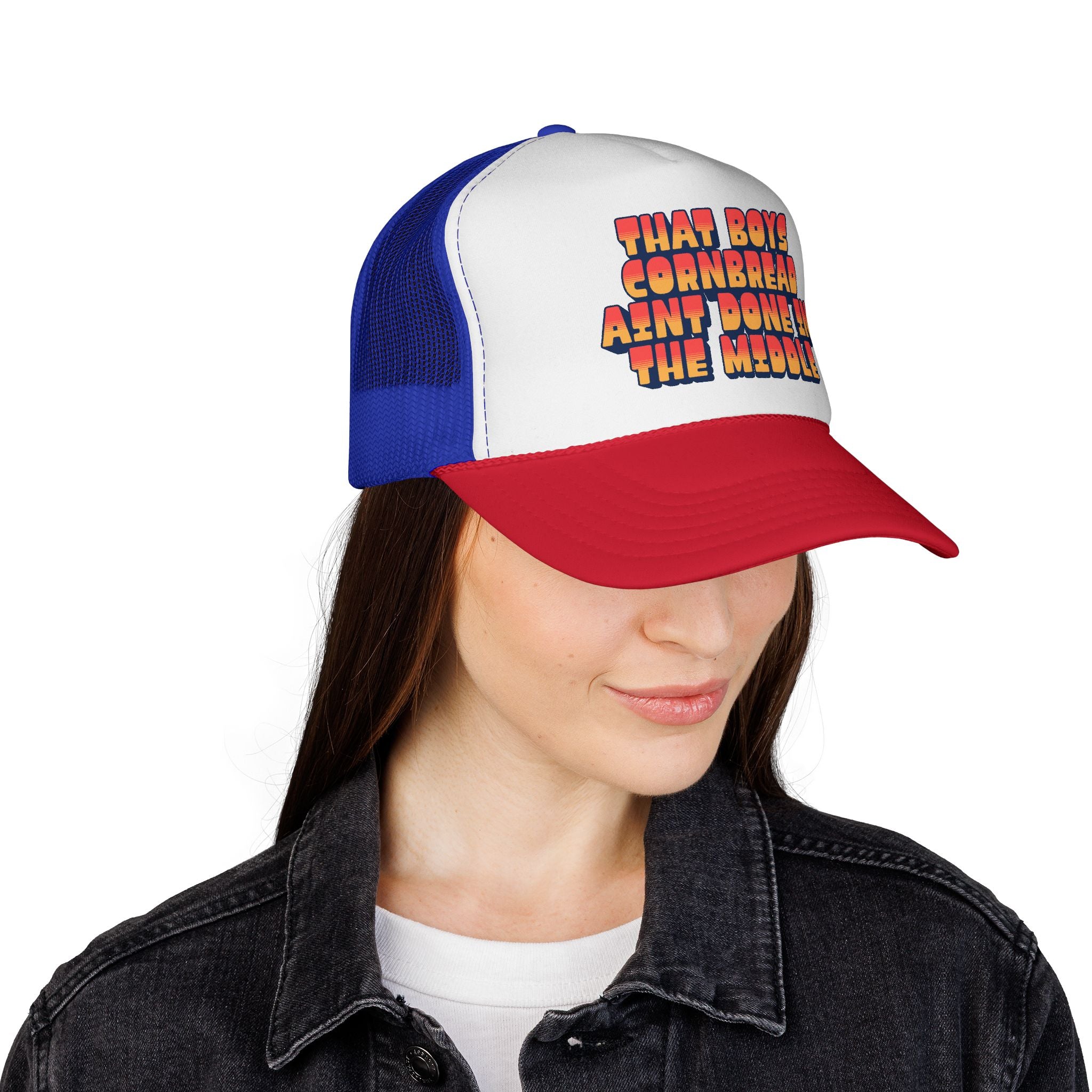 Trucker Cap | "That Boy's Cornbread Ain't Done in the Middle" Retro Mesh Hat