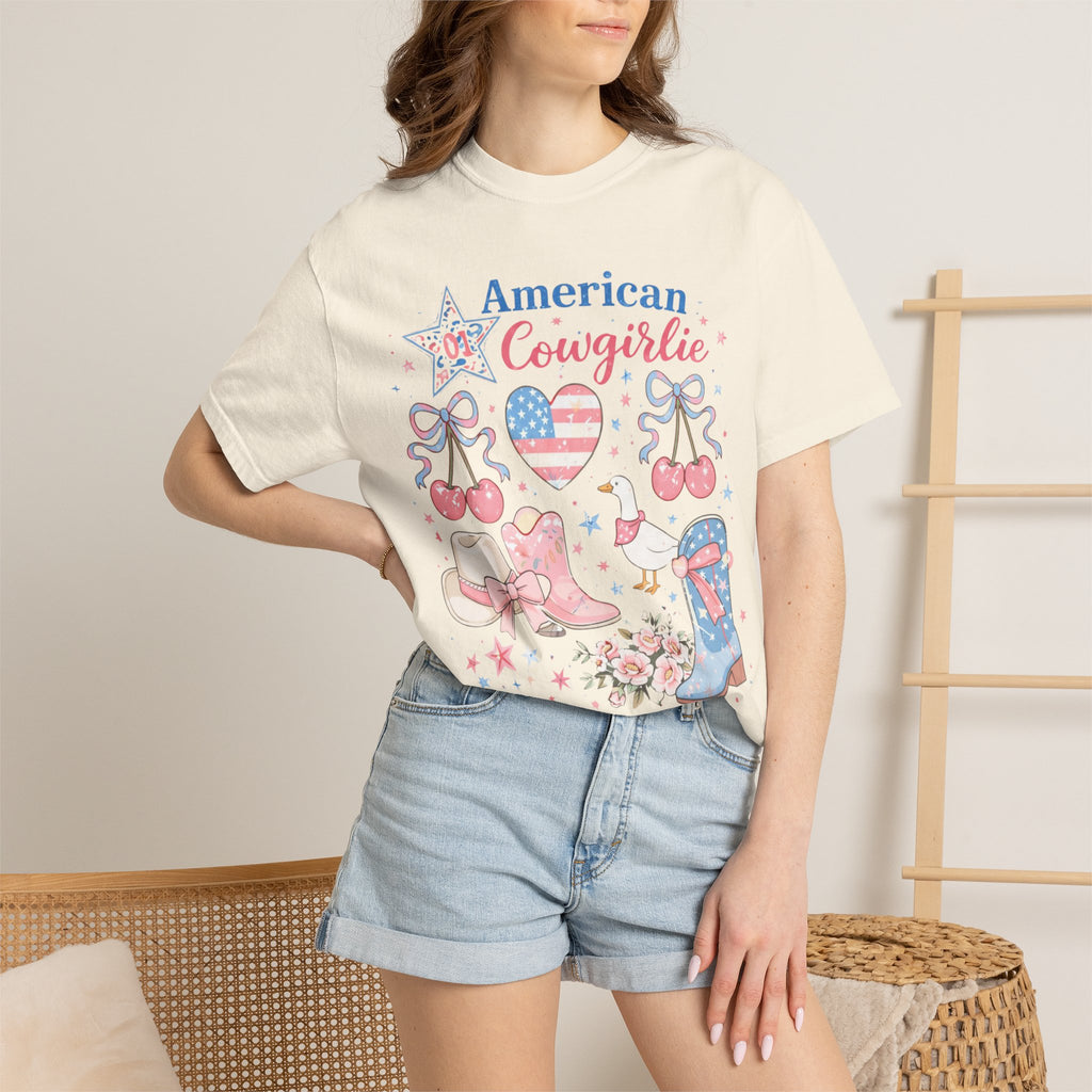 American Cowgirl Graphic T‑Shirt | Patriotic Cowgirl Viral T-Shirt