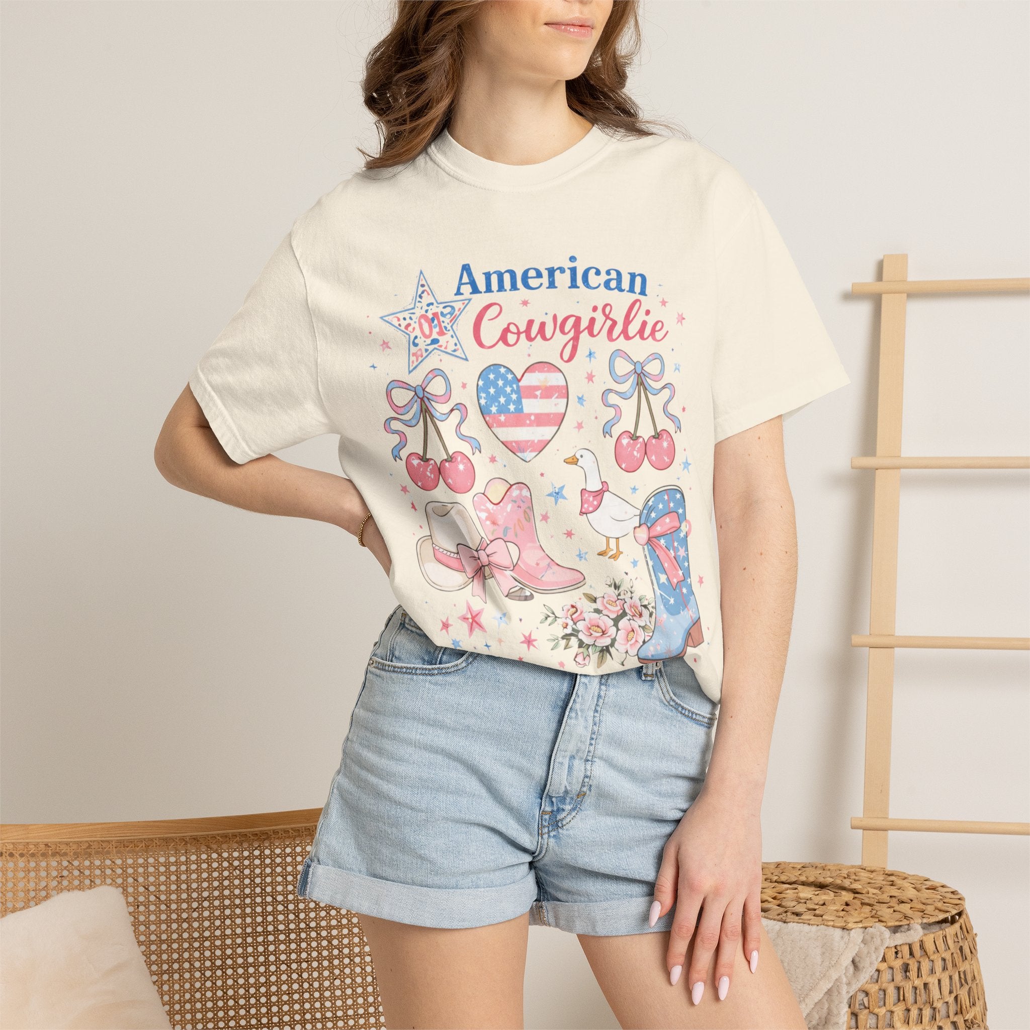 American Cowgirl Graphic T‑Shirt | Patriotic Cowgirl Viral T-Shirt