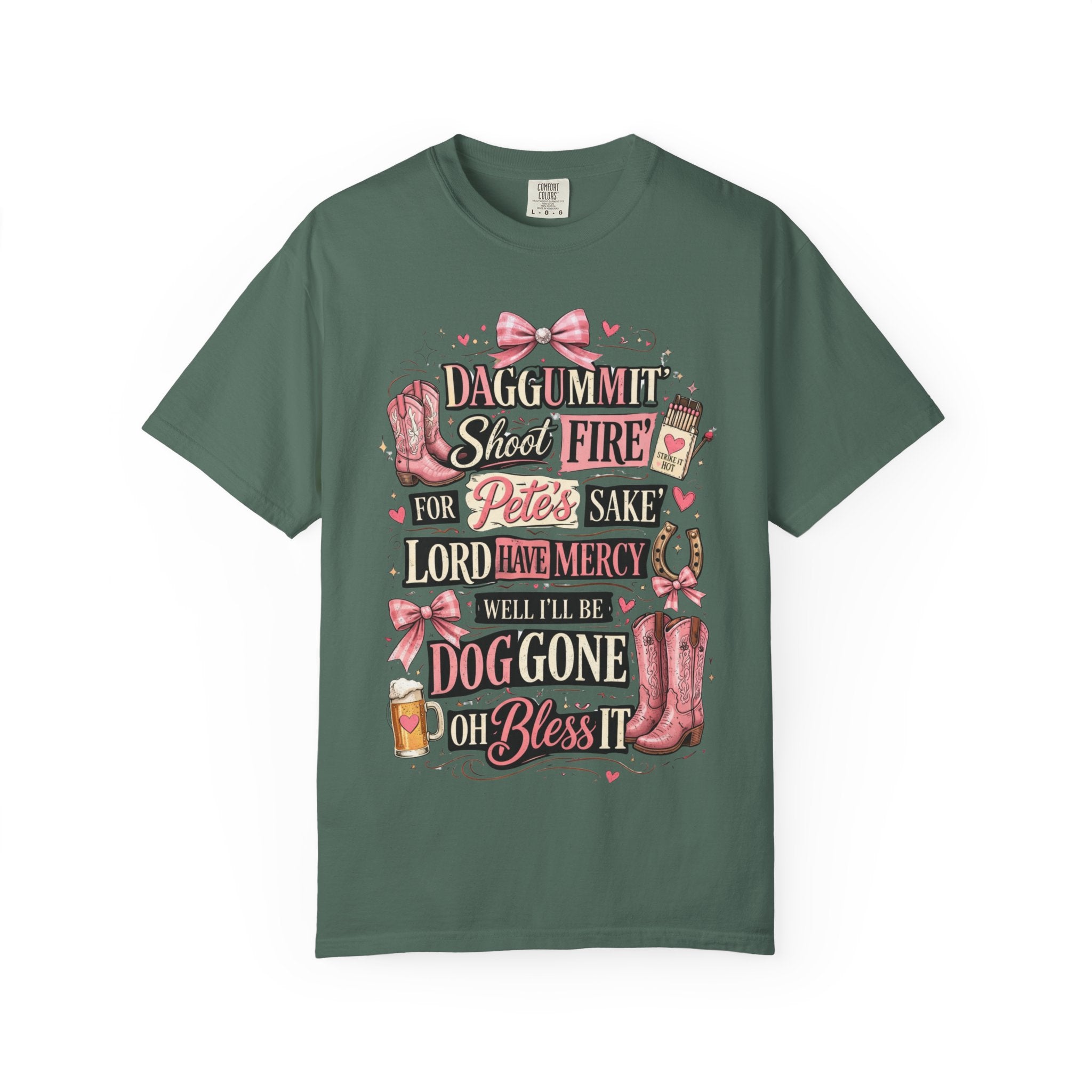 Southern Graphic Tee-Shirt | "Daggummit Shoot Fire "| Country Cowgirlie Design
