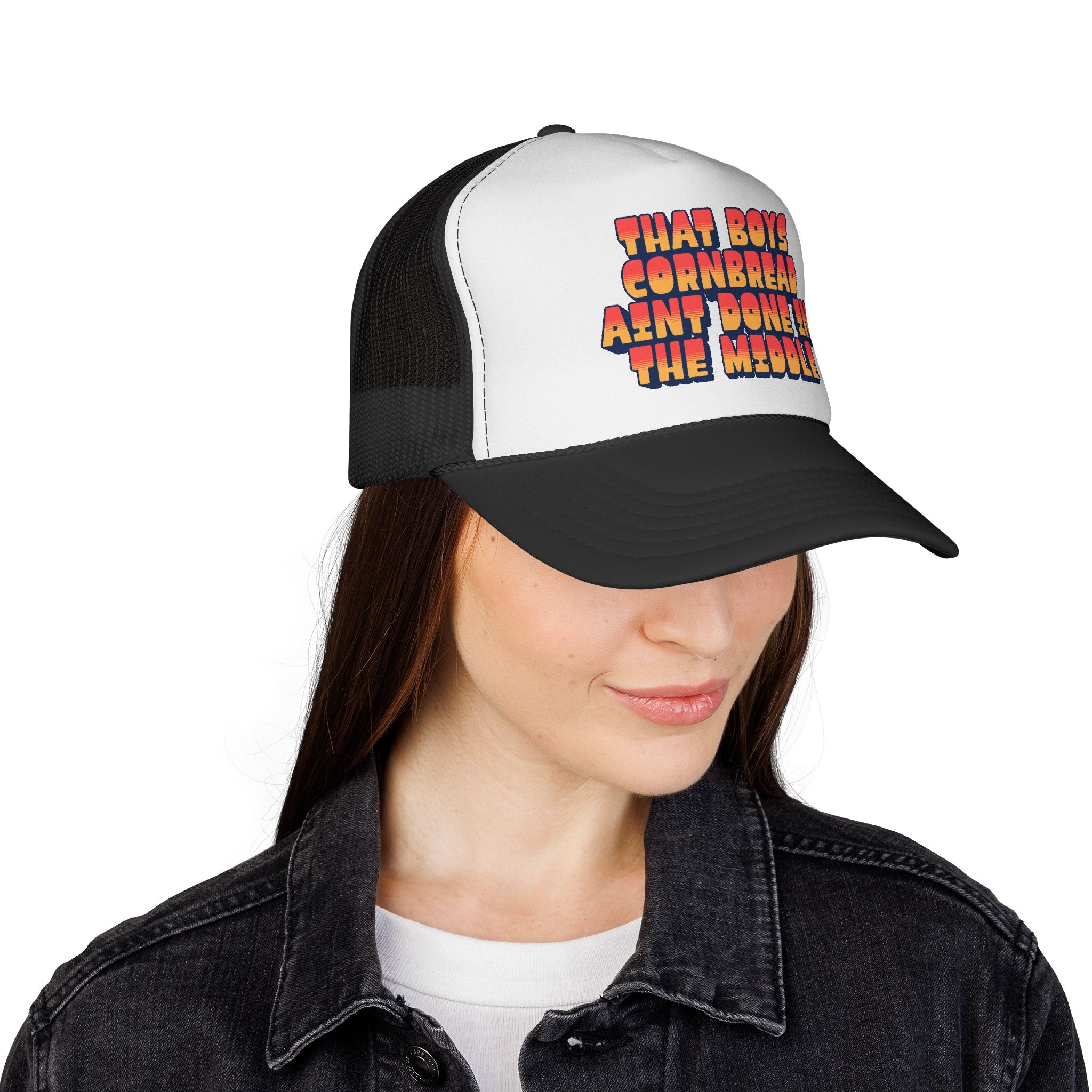 Trucker Cap | "That Boy's Cornbread Ain't Done in the Middle" Retro Mesh Hat