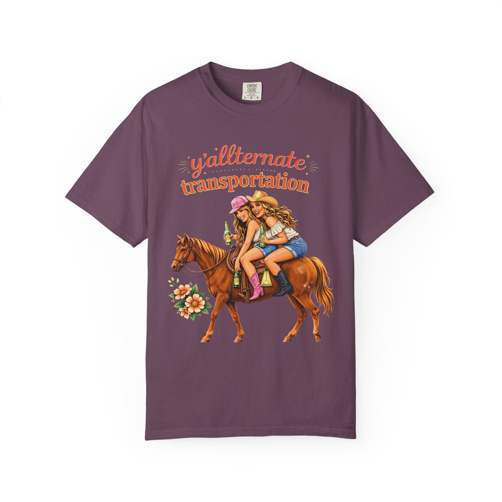 Y'allternate Transportation Viral-Tee | Southern Besties on Horseback| Bestfriends