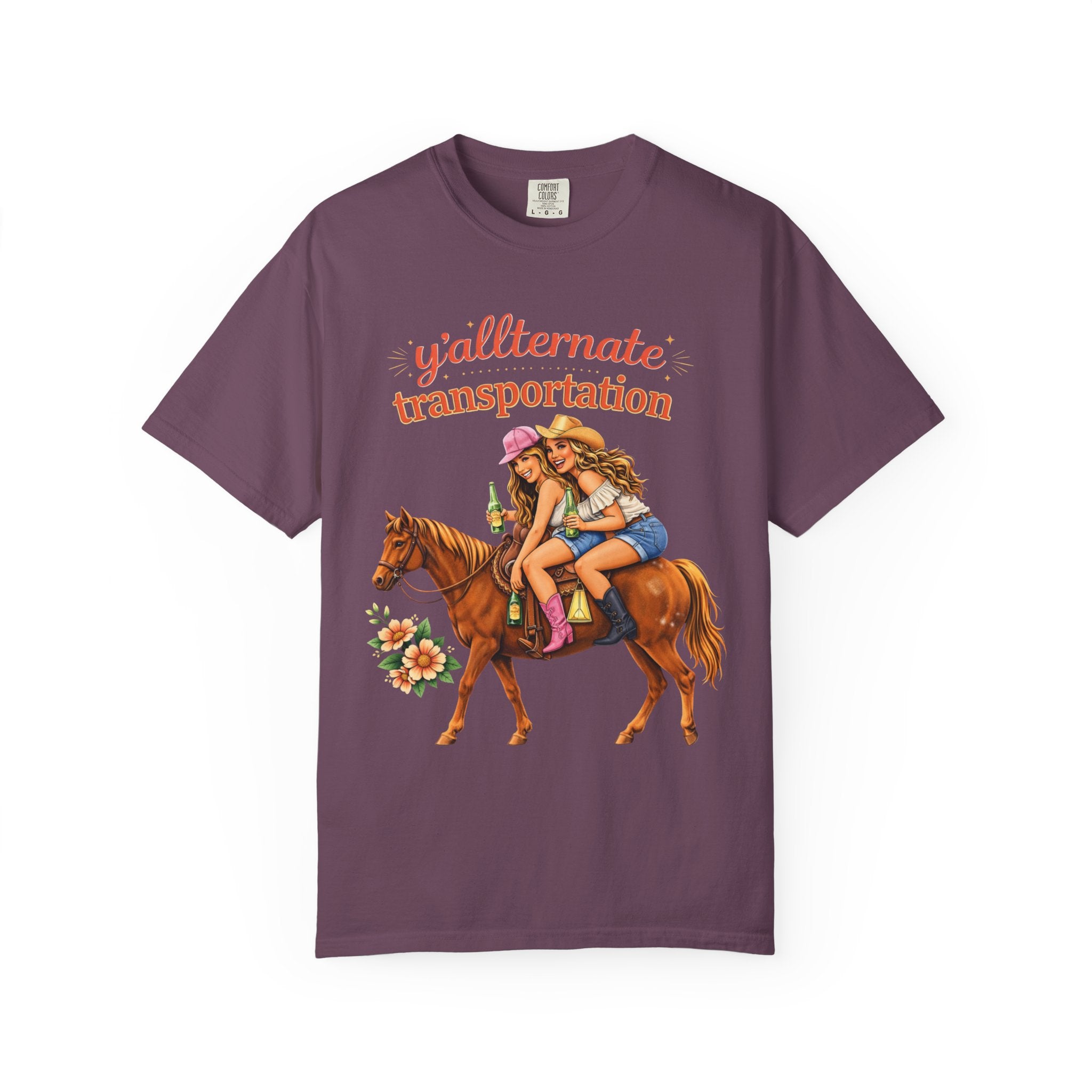 Y'allternate Transportation Viral-Tee | Southern Besties on Horseback| Bestfriends