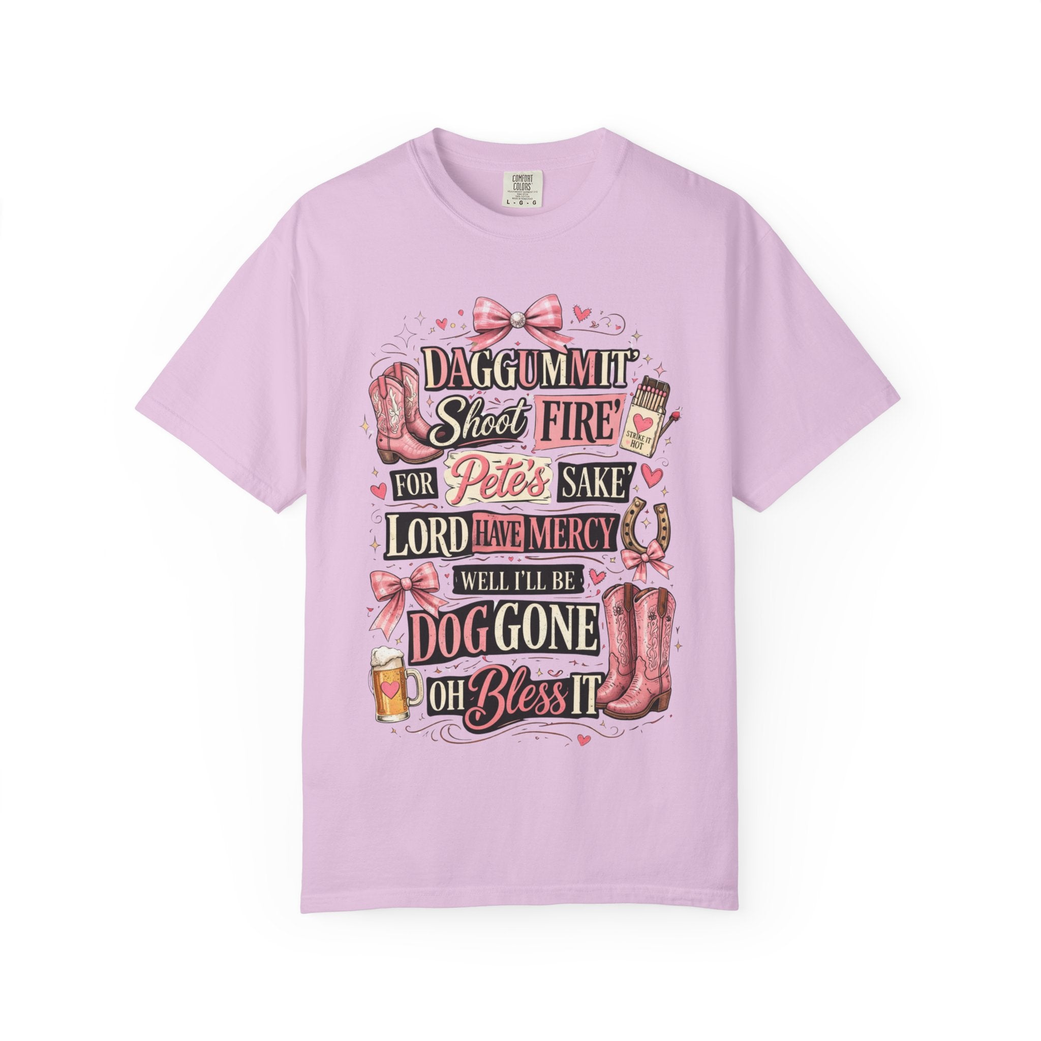 Southern Graphic Tee-Shirt | "Daggummit Shoot Fire "| Country Cowgirlie Design