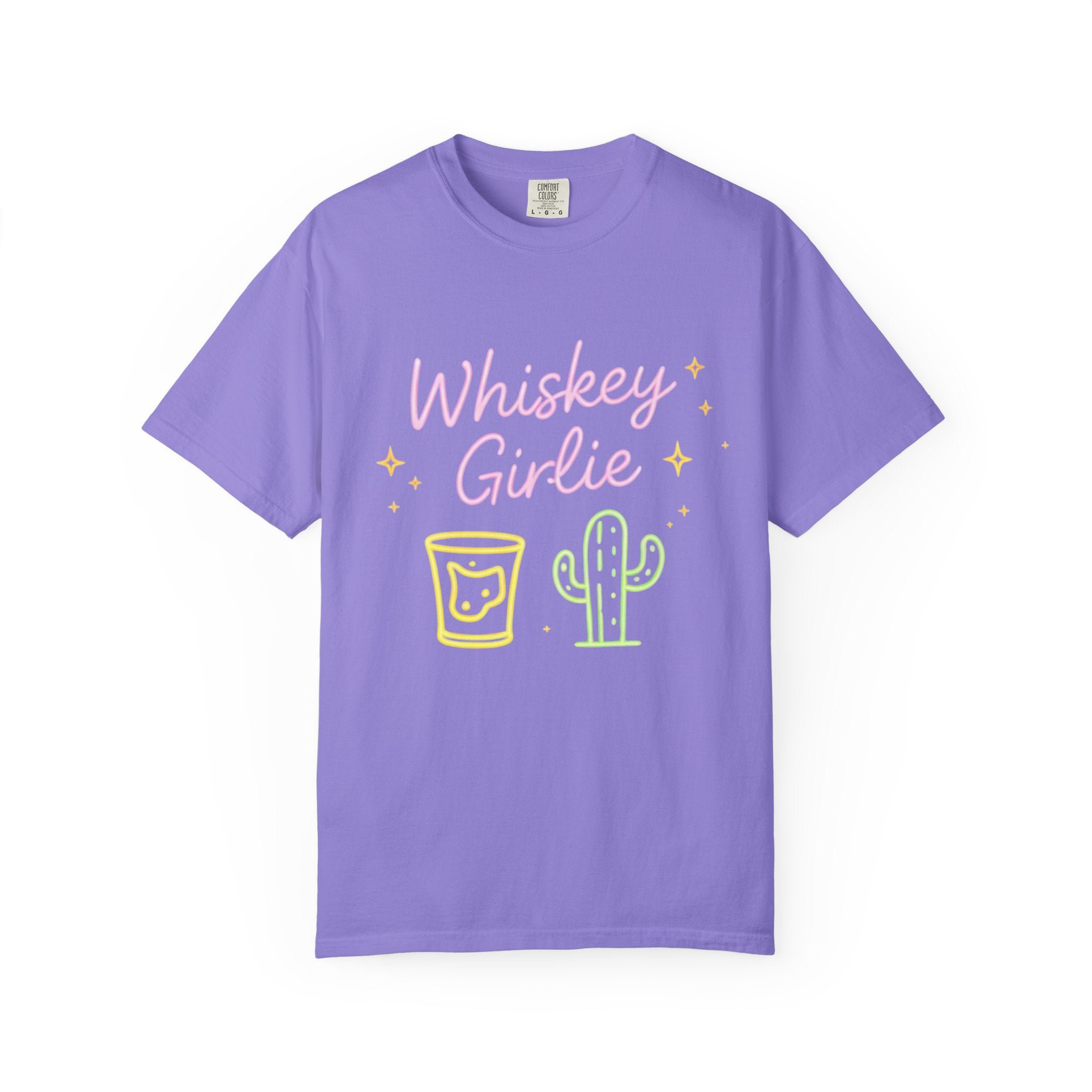 Whiskey Girlie| Southern Tee-Shirt — Neon Cactus & Shot Glass Graphic