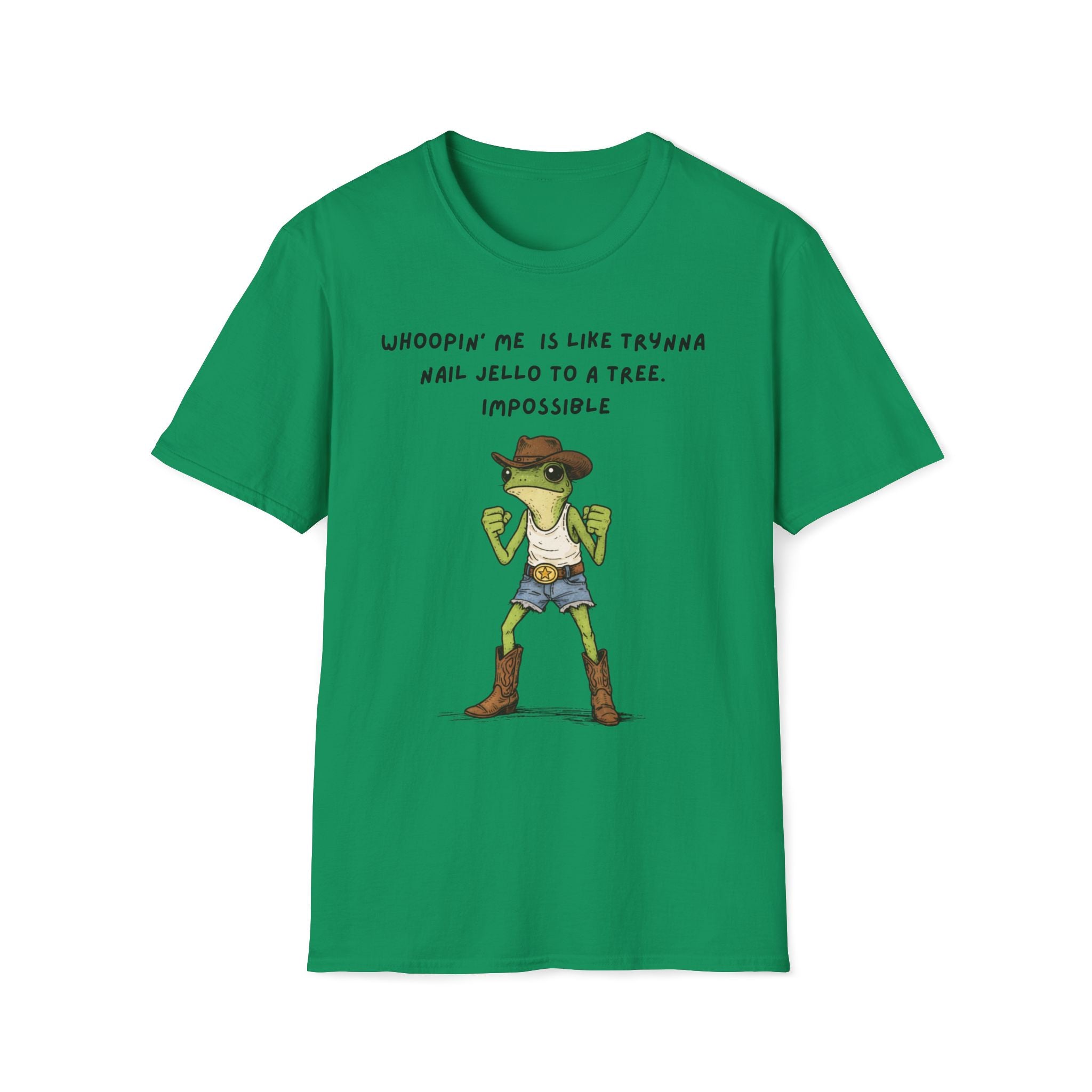 Funny Frog Cowboy T-Shirt |“Whoopin’ Me Is Like Trynna Nail Jello to a Tree” Graphic Tee