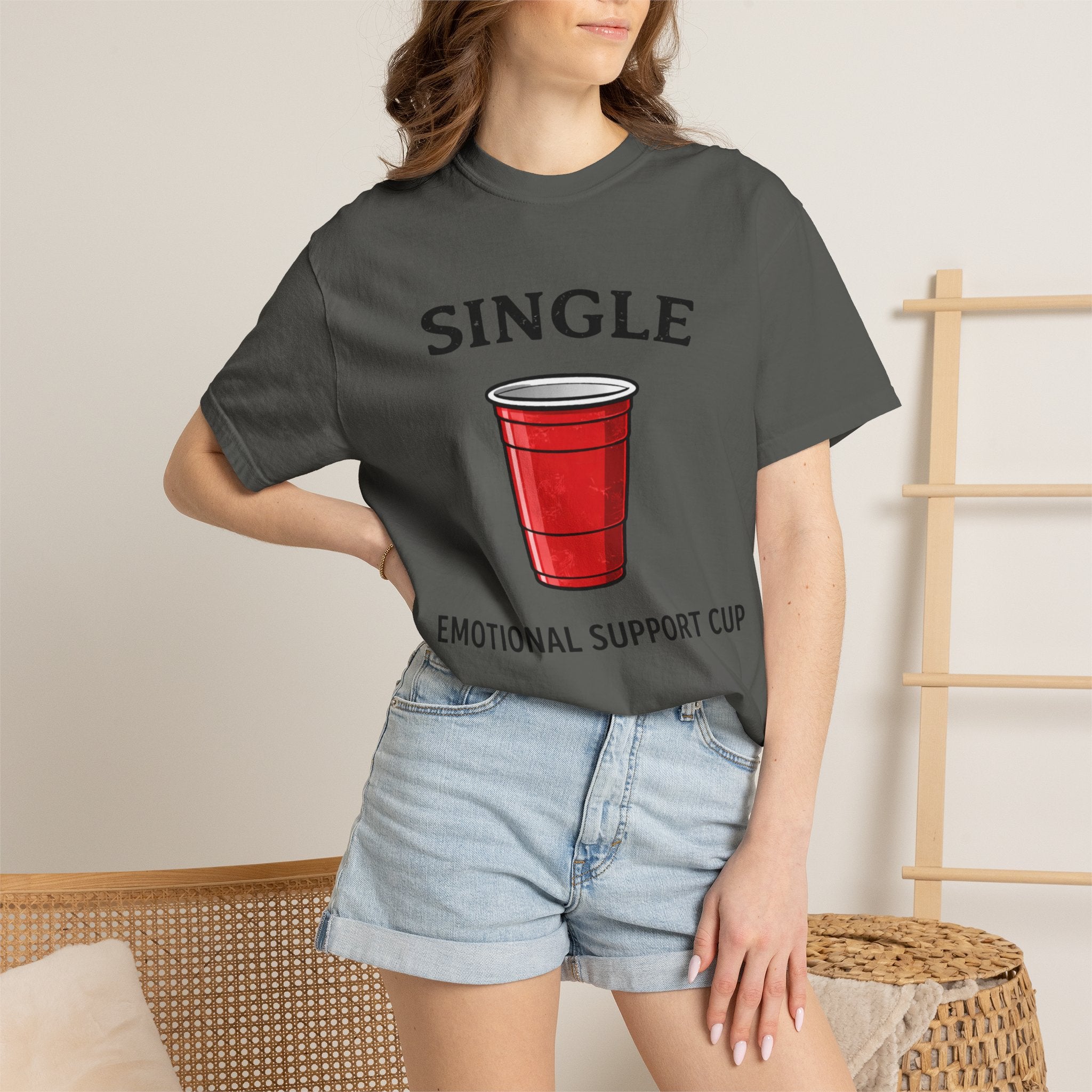 Single | Emotional Support Cup | Viral | Funny T-Shirt