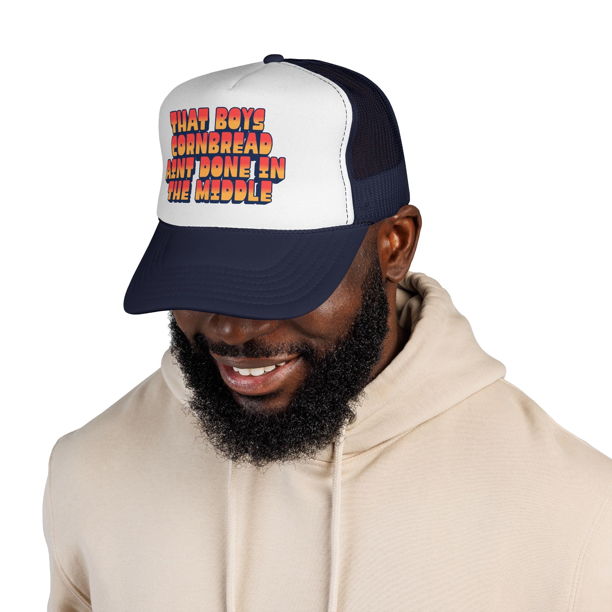 Trucker Cap | "That Boy's Cornbread Ain't Done in the Middle" Retro Mesh Hat