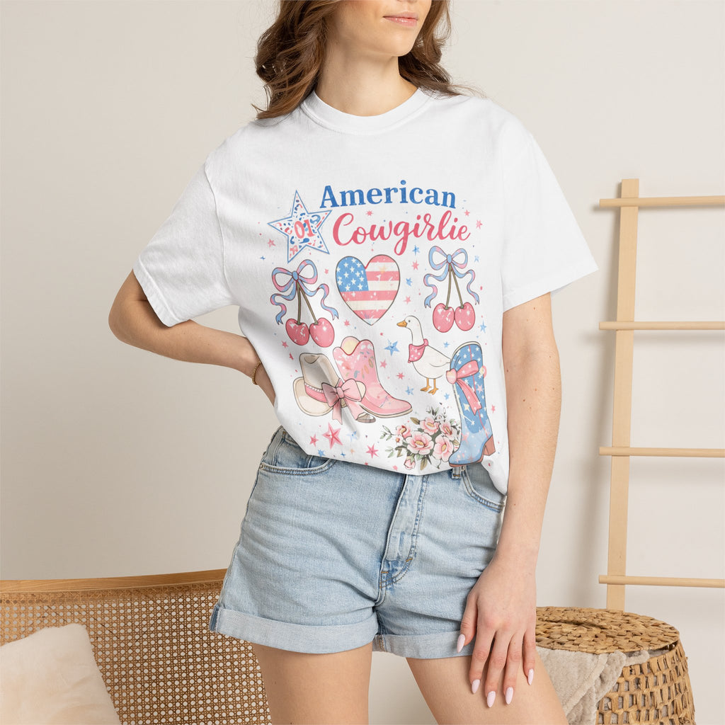 American Cowgirl Graphic T‑Shirt | Patriotic Cowgirl Viral T-Shirt