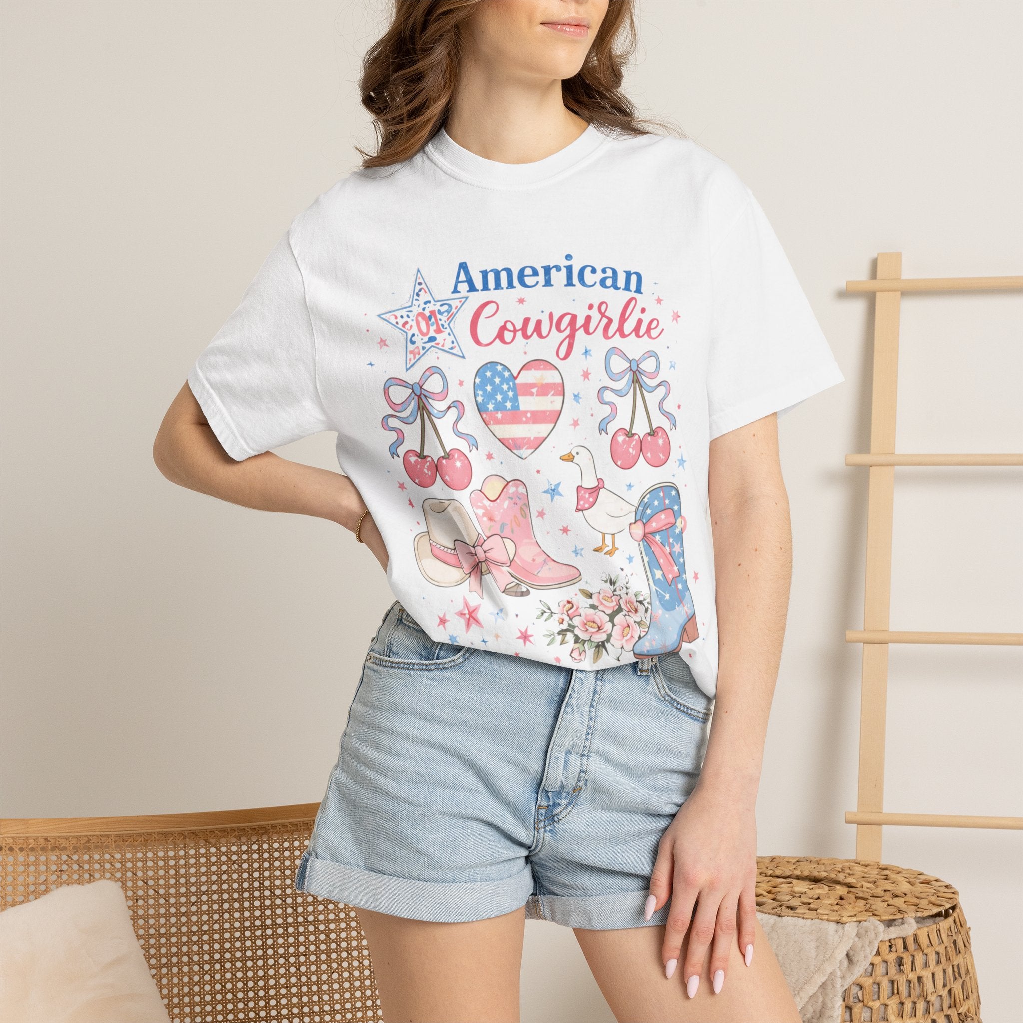 American Cowgirl Graphic T‑Shirt | Patriotic Cowgirl Viral T-Shirt