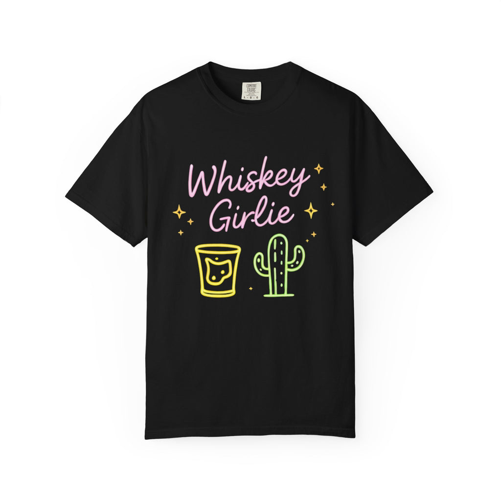 Whiskey Girlie| Southern Tee-Shirt — Neon Cactus & Shot Glass Graphic