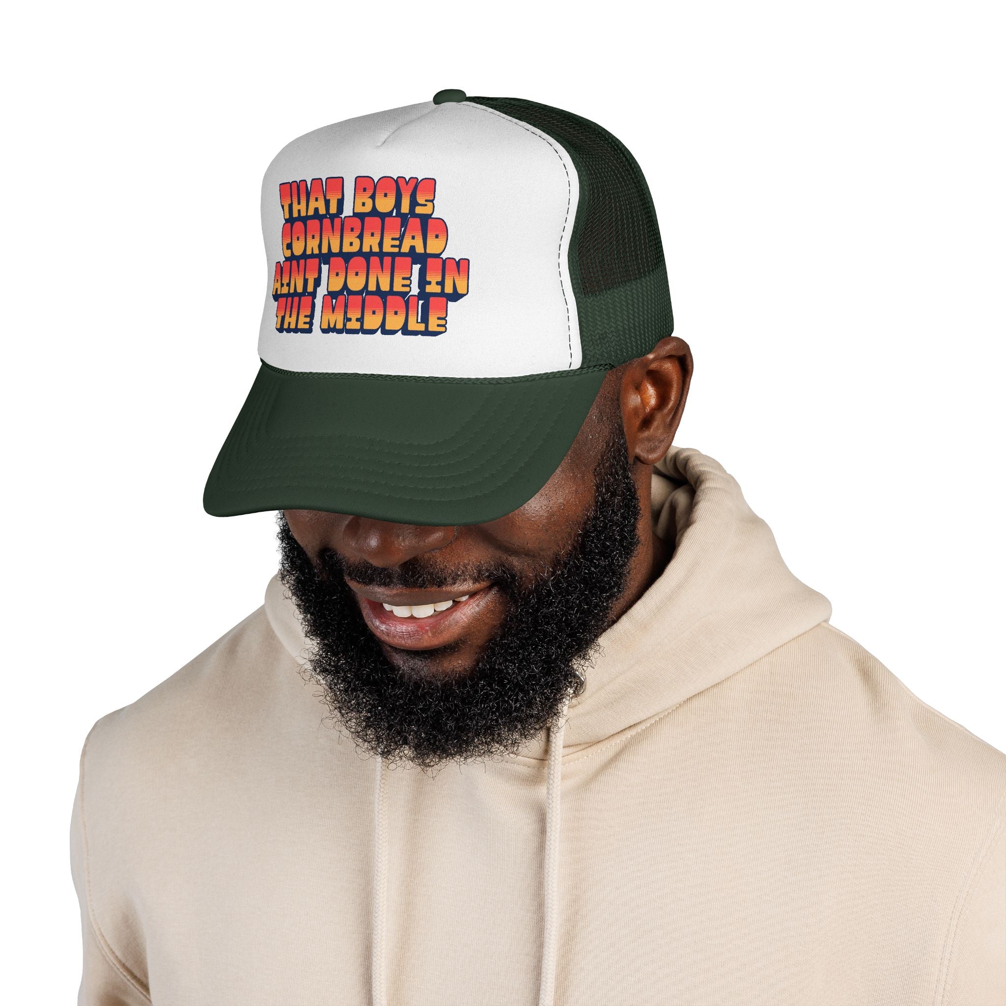 Trucker Cap | "That Boy's Cornbread Ain't Done in the Middle" Retro Mesh Hat