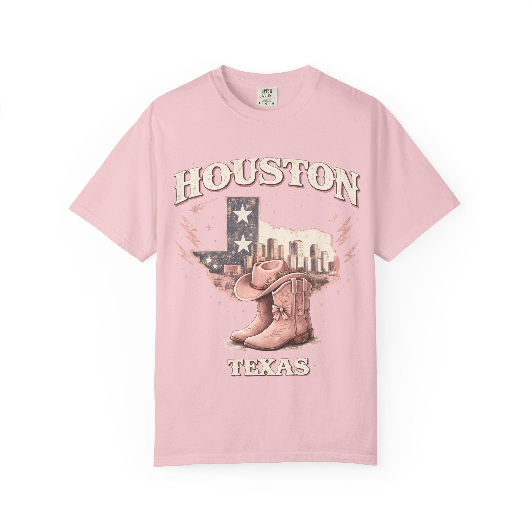Houston Texas Cowgirl Boots T‑Shirt | Vintage Western Tee | Cowgirlie Style