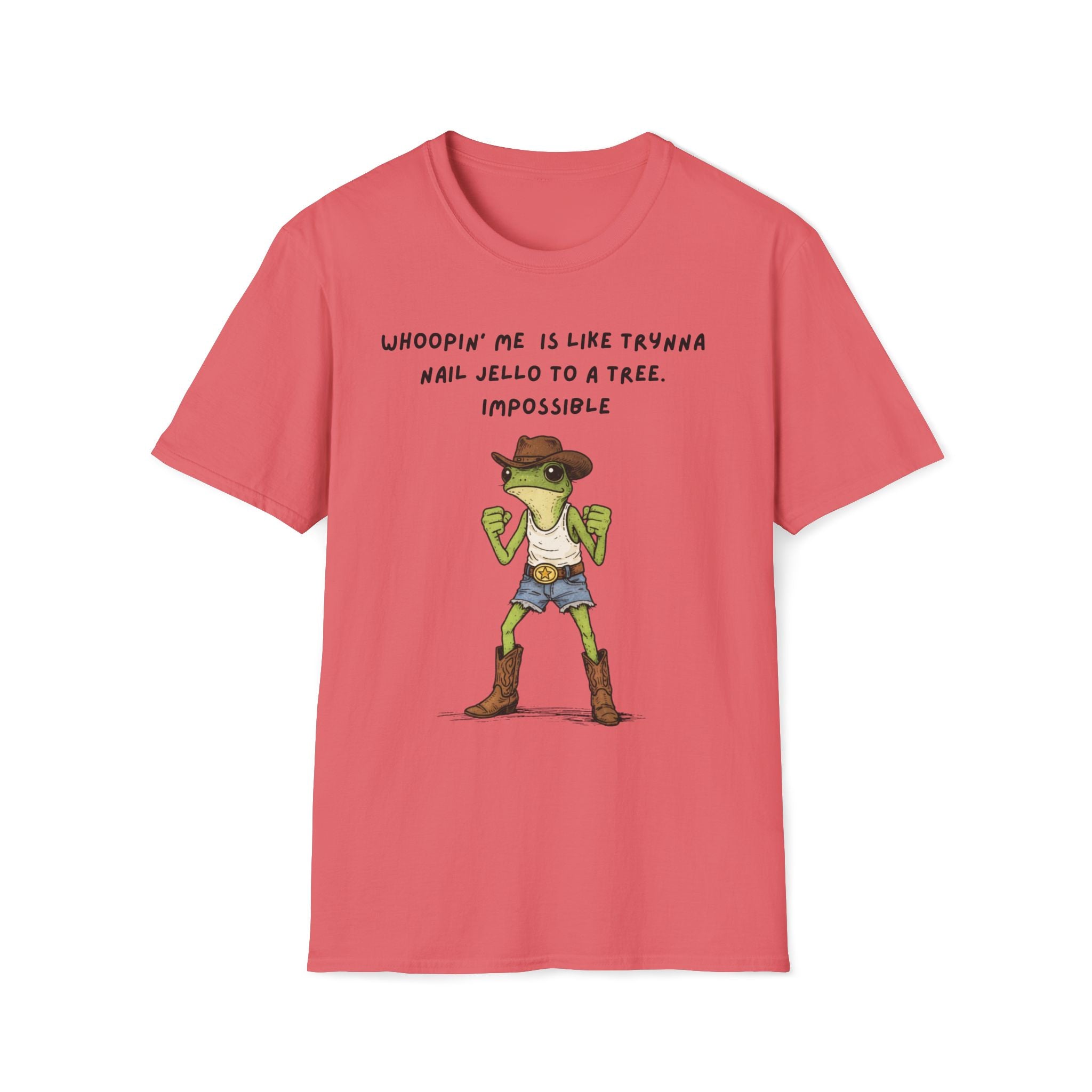 Funny Frog Cowboy T-Shirt |“Whoopin’ Me Is Like Trynna Nail Jello to a Tree” Graphic Tee