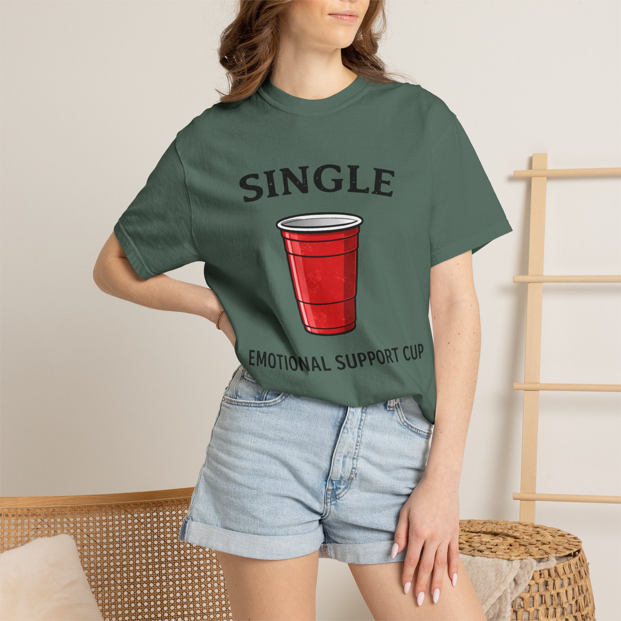 Single | Emotional Support Cup | Viral | Funny T-Shirt