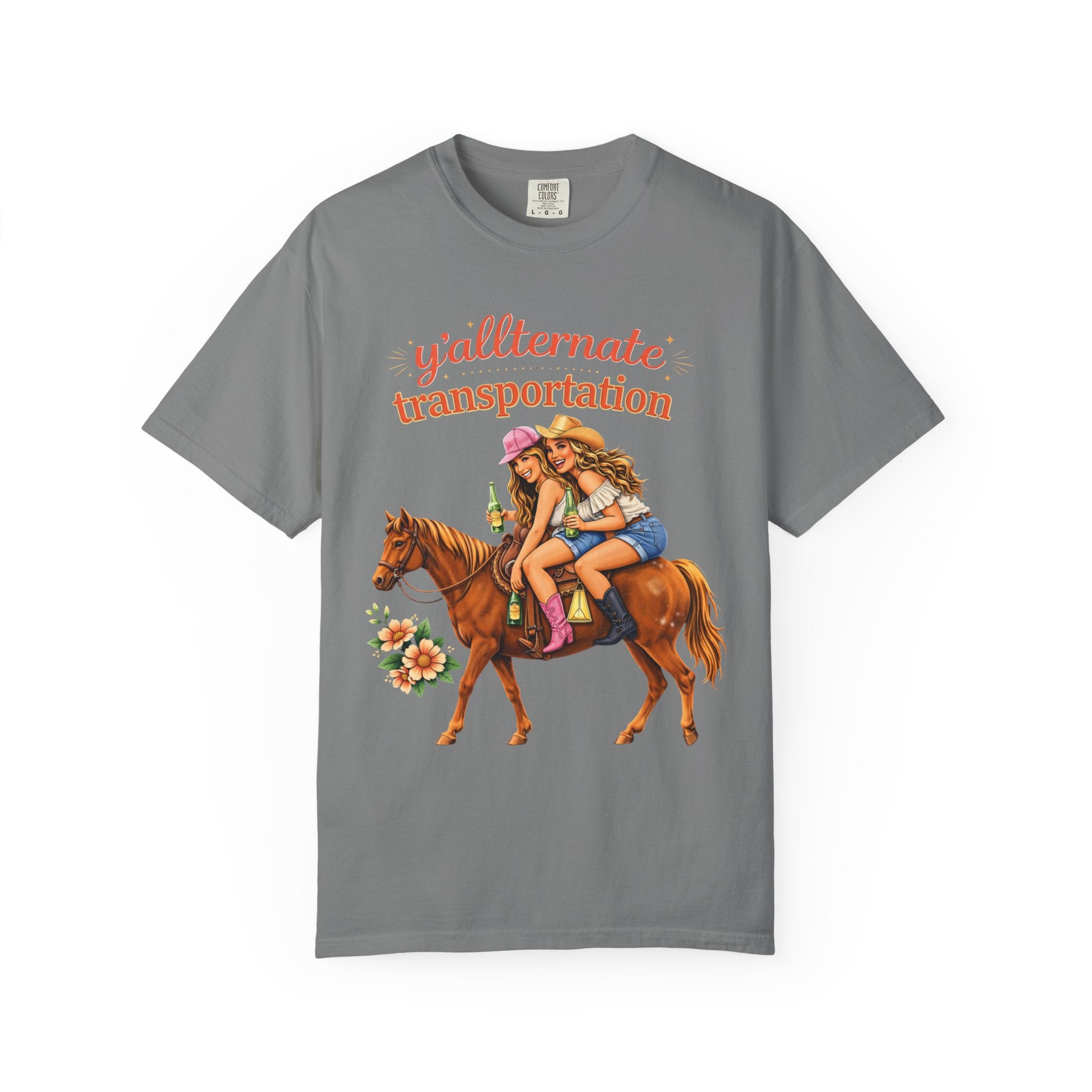 Y'allternate Transportation Viral-Tee | Southern Besties on Horseback| Bestfriends