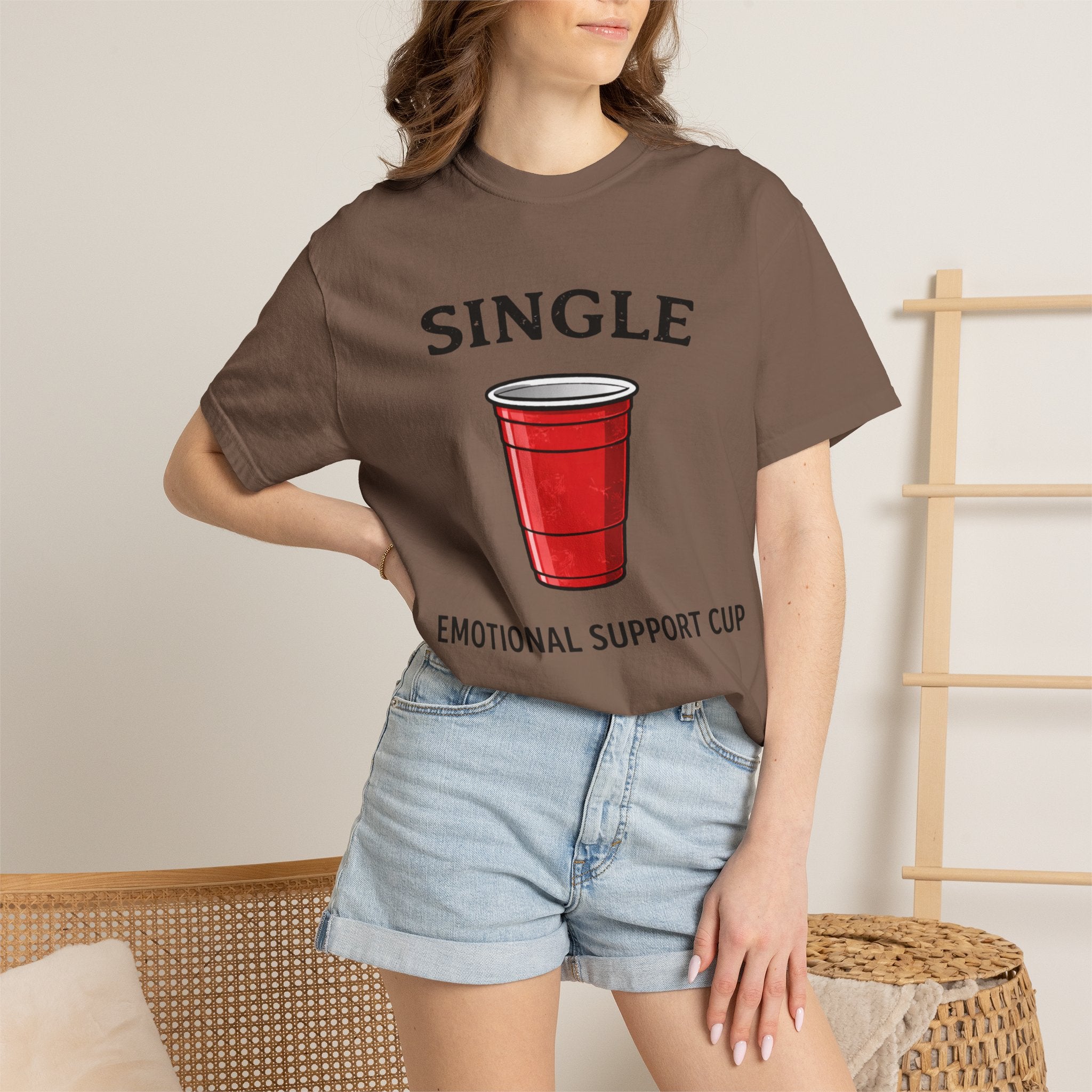 Single | Emotional Support Cup | Viral | Funny T-Shirt