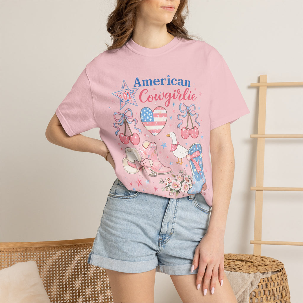American Cowgirl Graphic T‑Shirt | Patriotic Cowgirl Viral T-Shirt