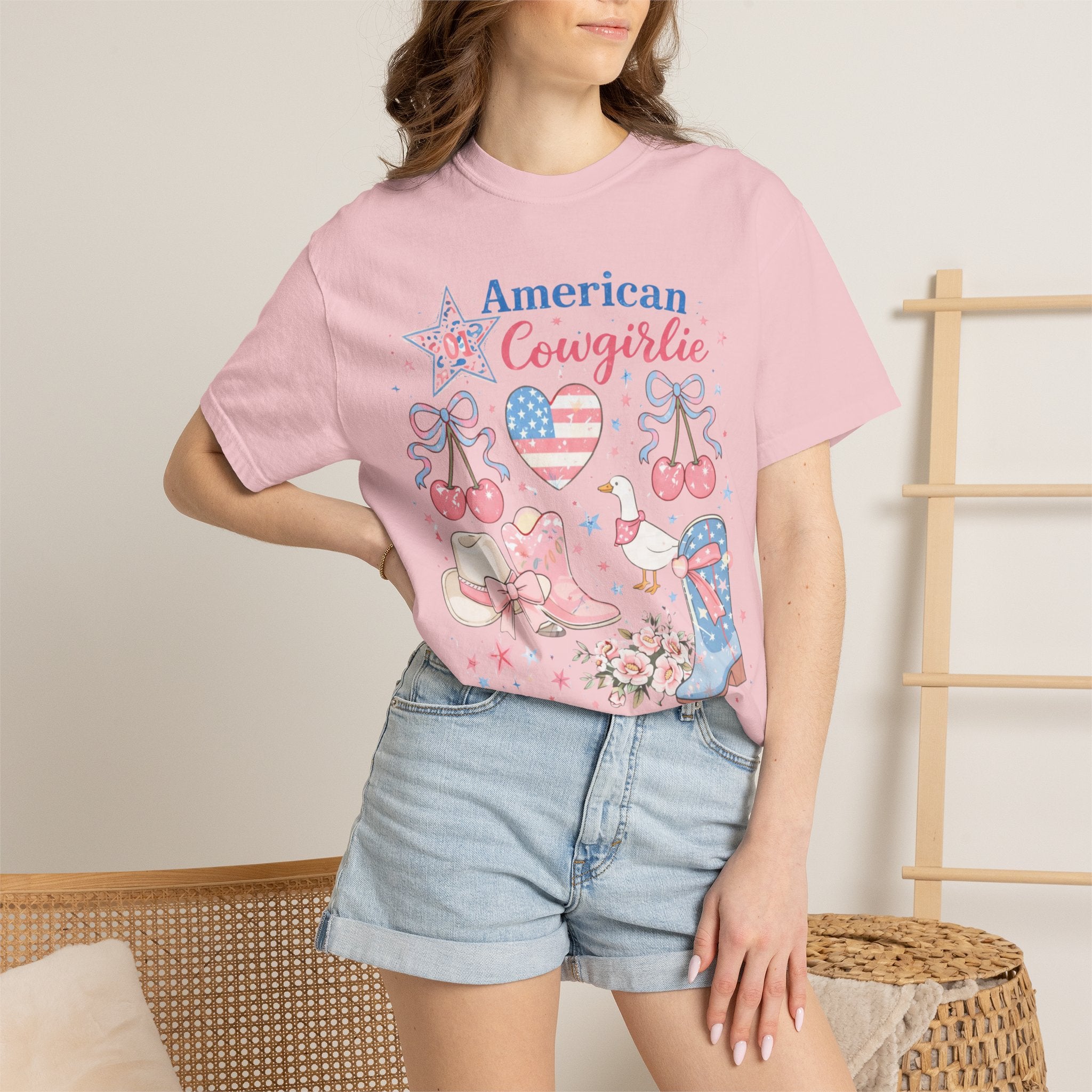 American Cowgirl Graphic T‑Shirt | Patriotic Cowgirl Viral T-Shirt
