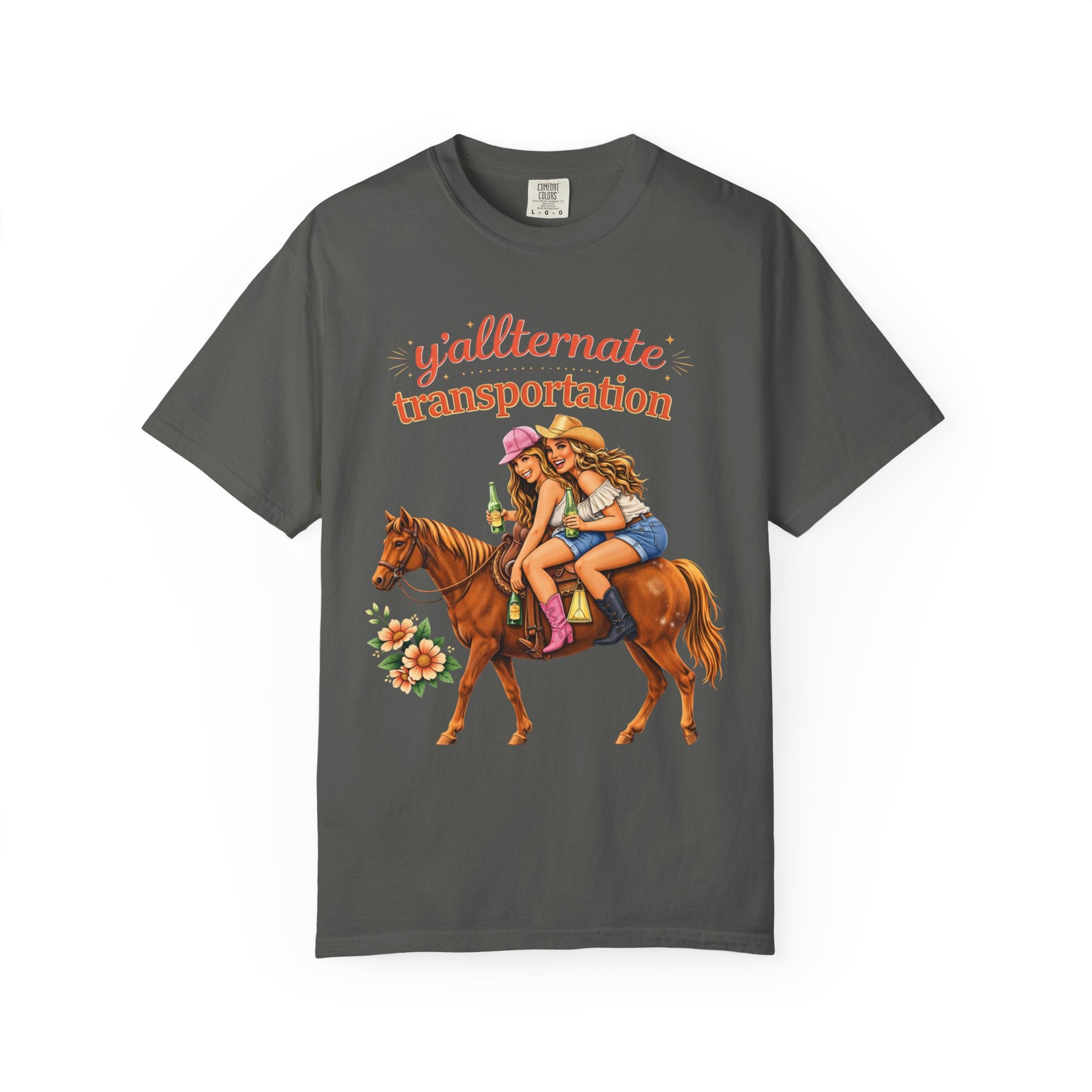 Y'allternate Transportation Viral-Tee | Southern Besties on Horseback| Bestfriends