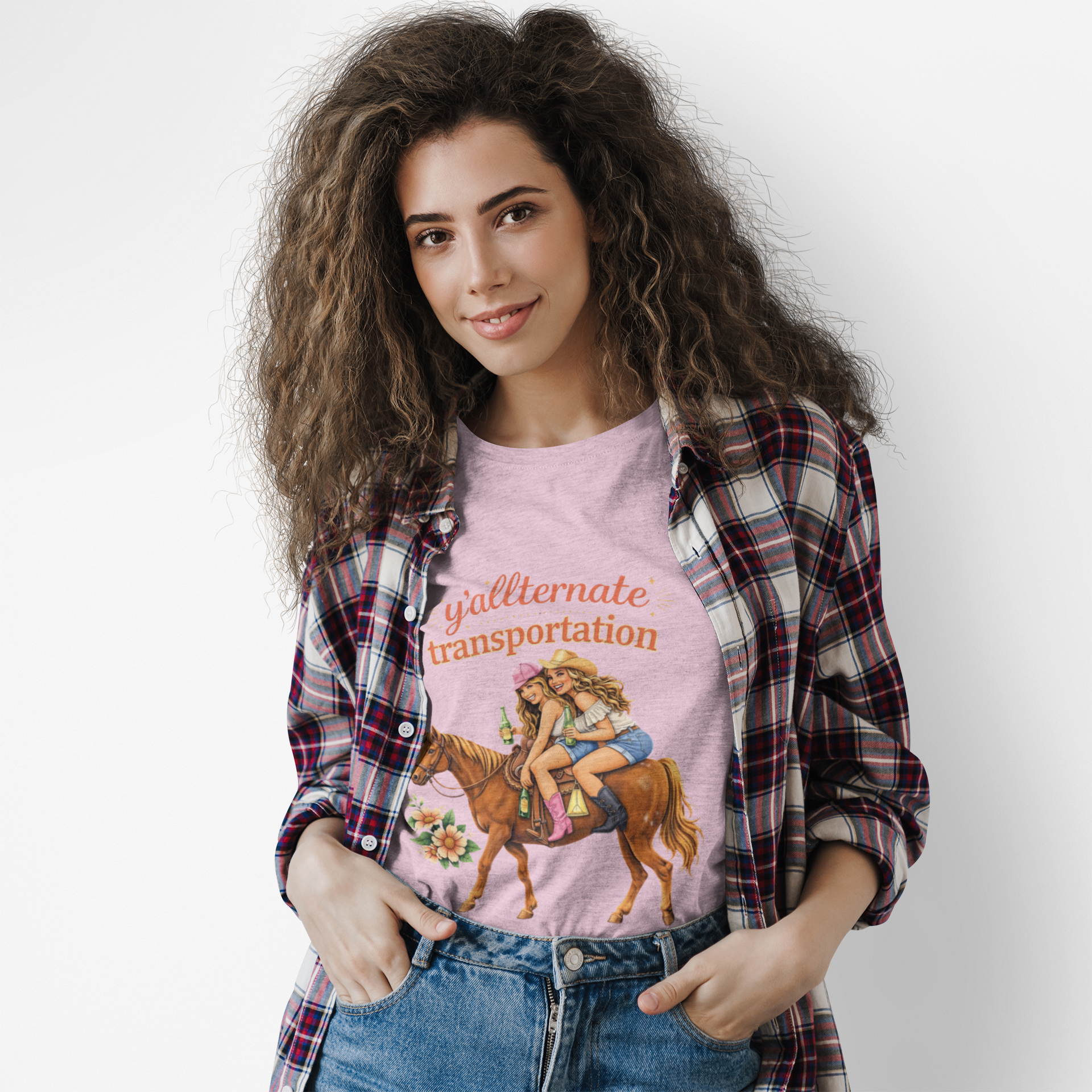 Y'allternate Transportation Viral-Tee | Southern Besties on Horseback| Bestfriends