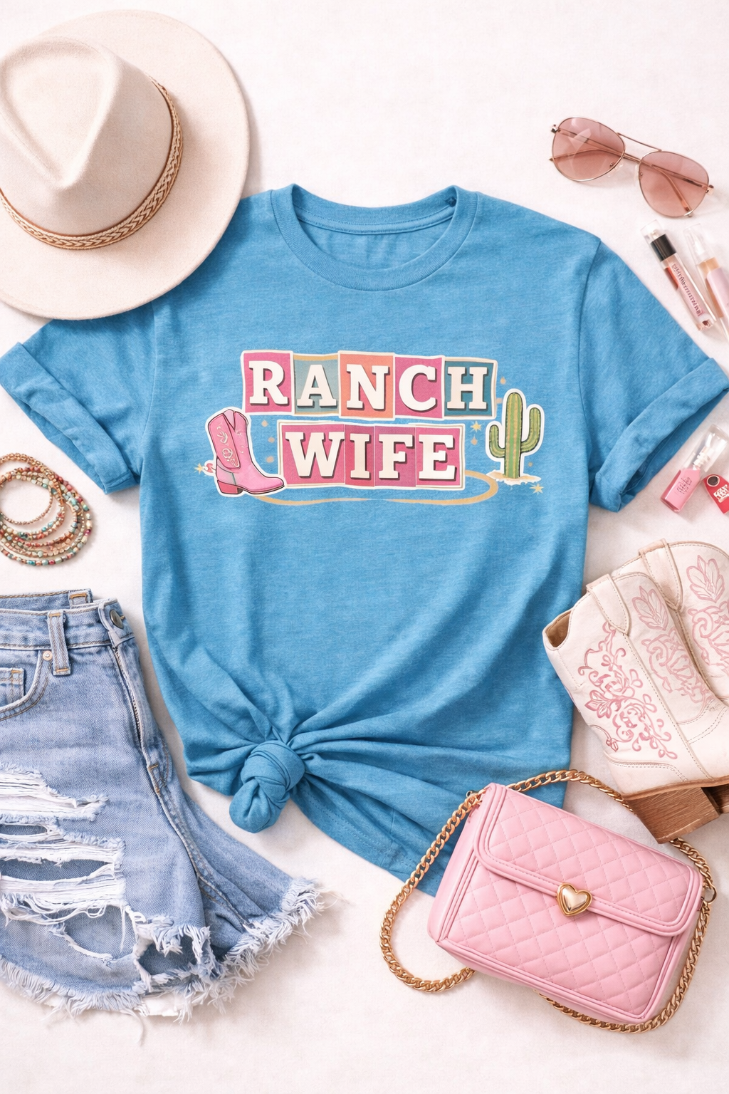 Southern Wife Graphic T-Shirt — Cowboy Boot & Cactus| Western Tee