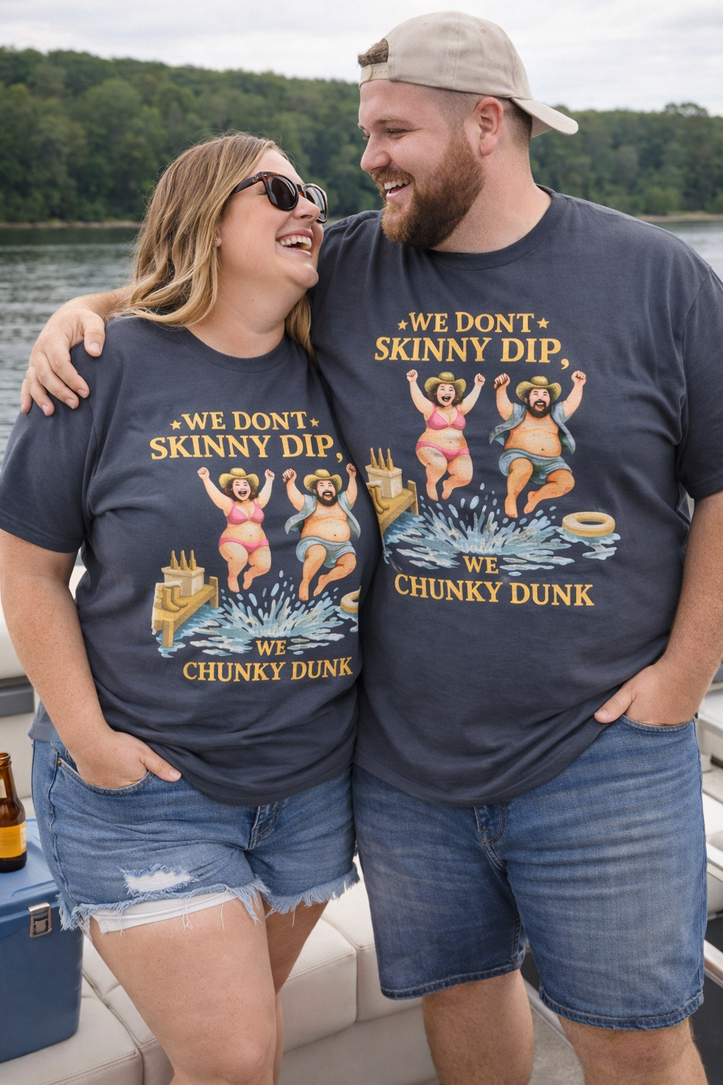 "We Don't Skinny Dip, We Chunky Dunk" T-Shirt — Viral Body Positive Graphic Tee