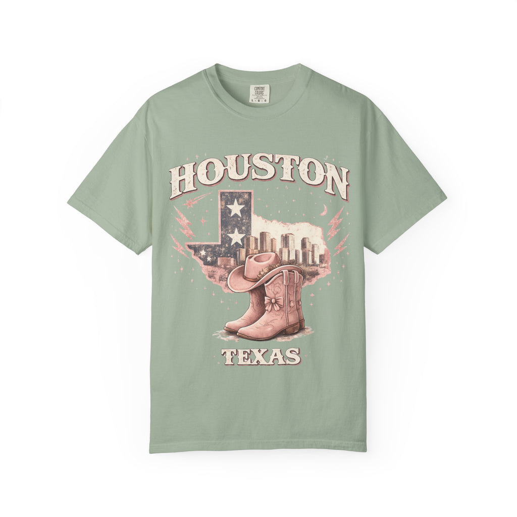 Houston Texas Cowgirl Boots T‑Shirt | Vintage Western Tee | Cowgirlie Style