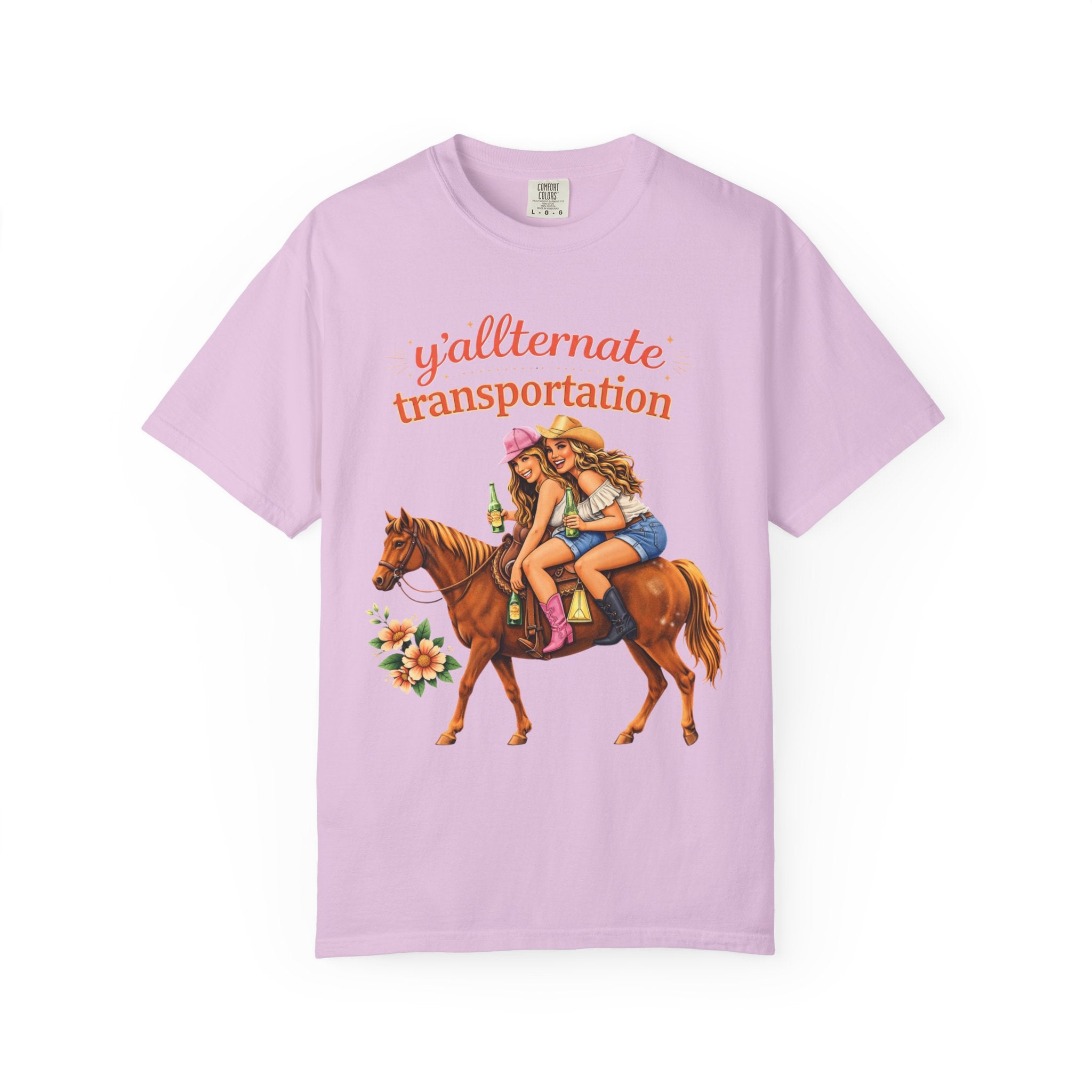 Y'allternate Transportation Viral-Tee | Southern Besties on Horseback| Bestfriends