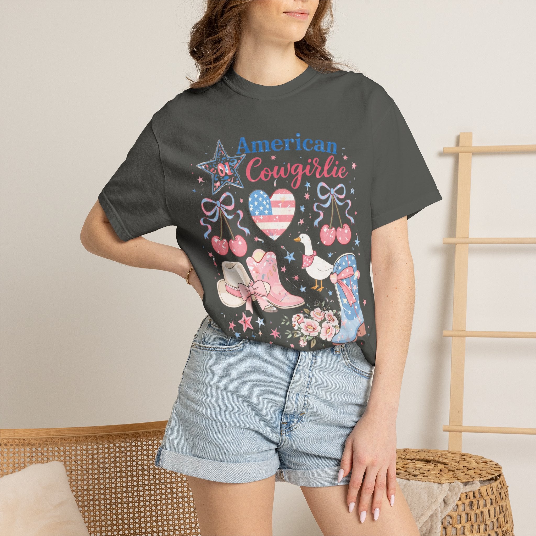American Cowgirl Graphic T‑Shirt | Patriotic Cowgirl Viral T-Shirt
