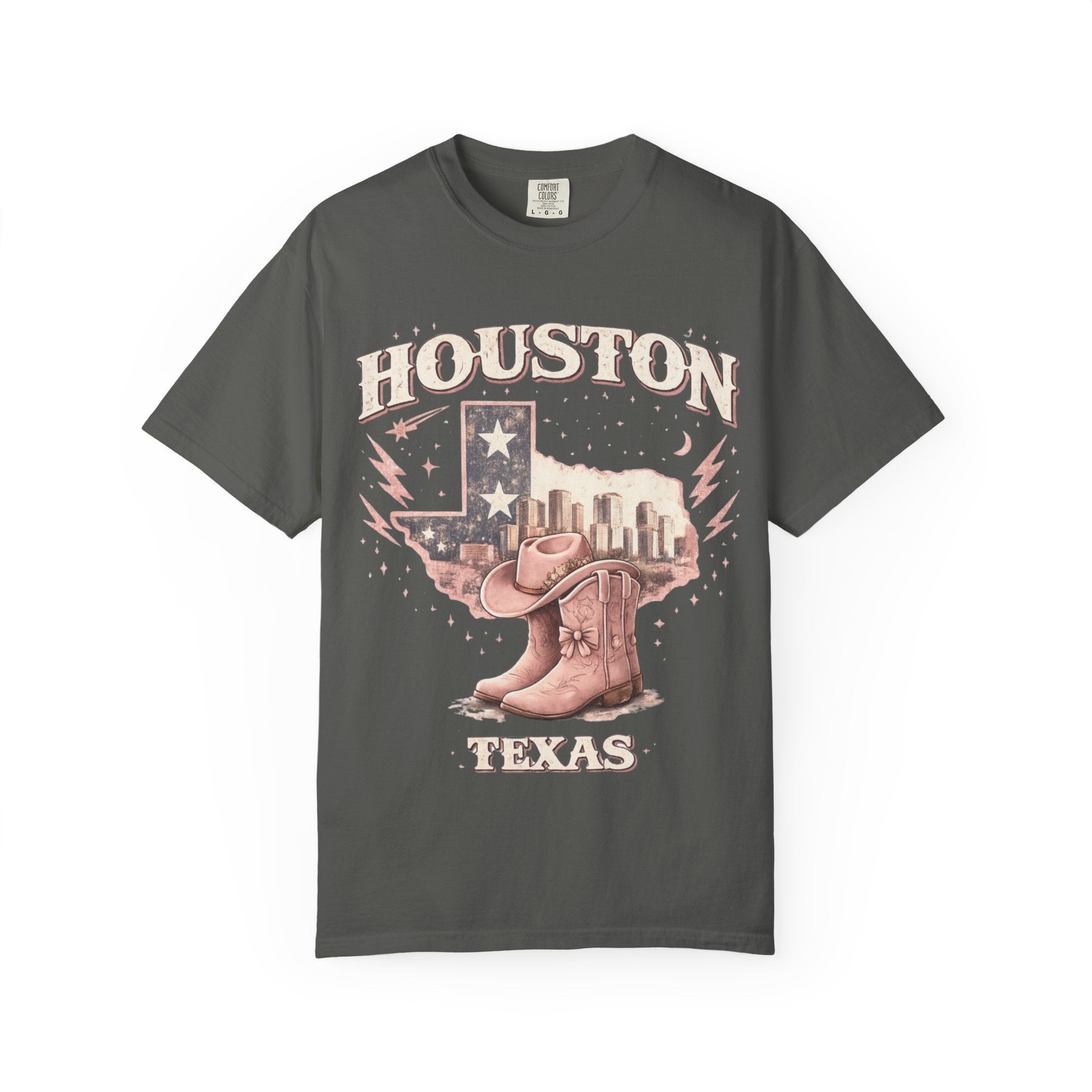Houston Texas Cowgirl Boots T‑Shirt | Vintage Western Tee | Cowgirlie Style