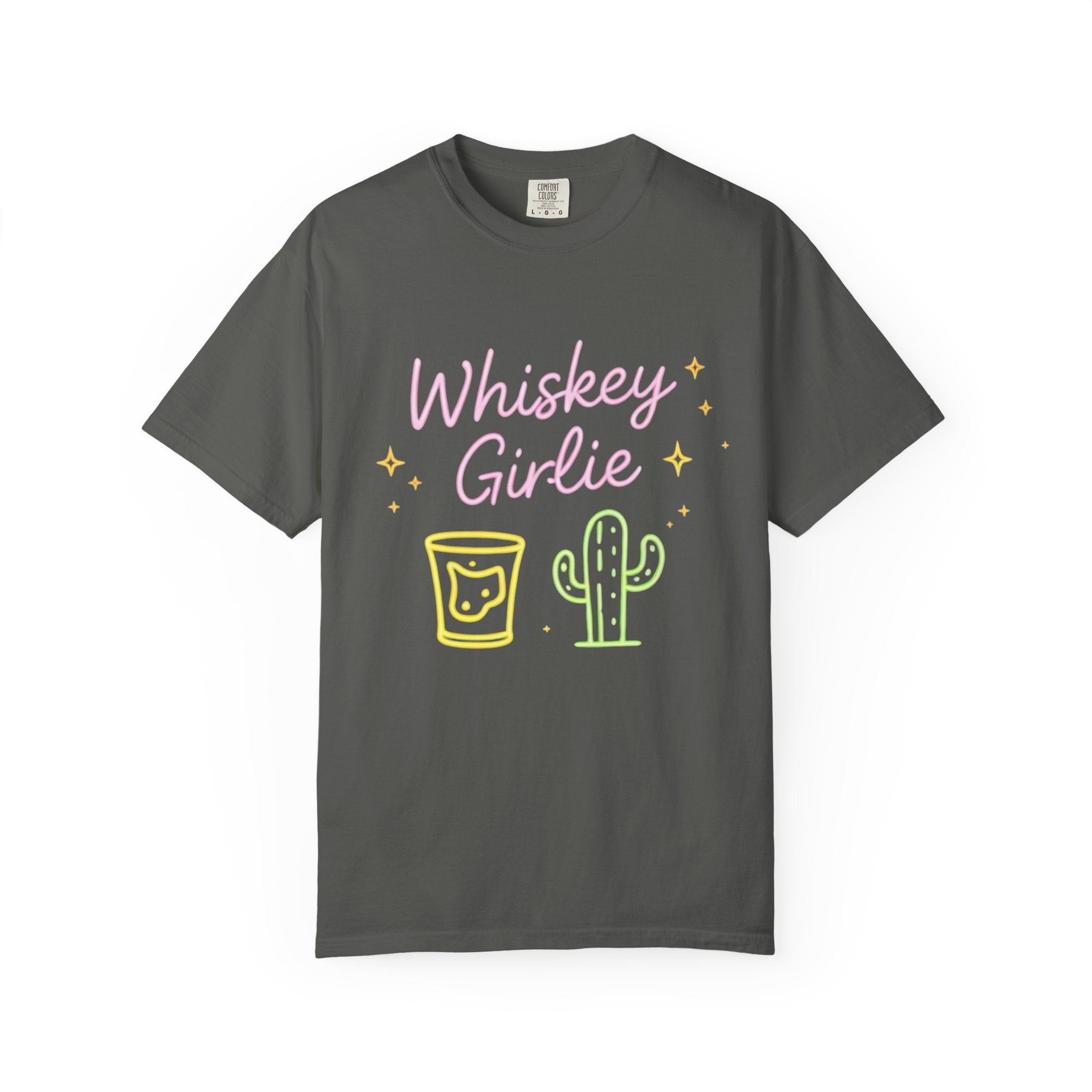Whiskey Girlie| Southern Tee-Shirt — Neon Cactus & Shot Glass Graphic