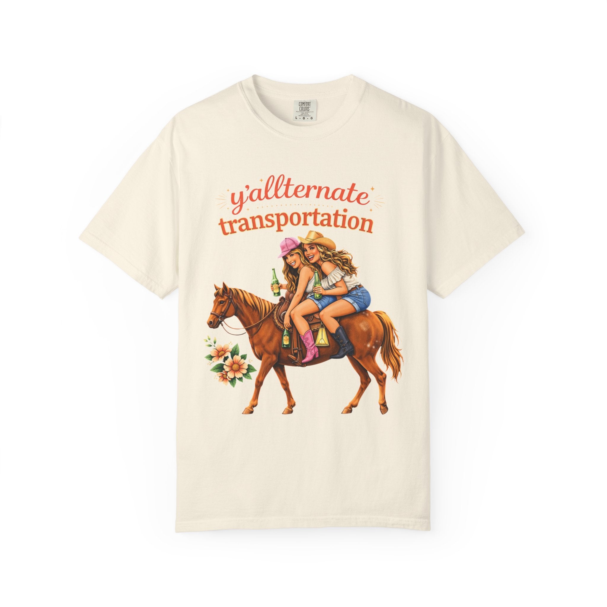 Y'allternate Transportation Viral-Tee | Southern Besties on Horseback| Bestfriends