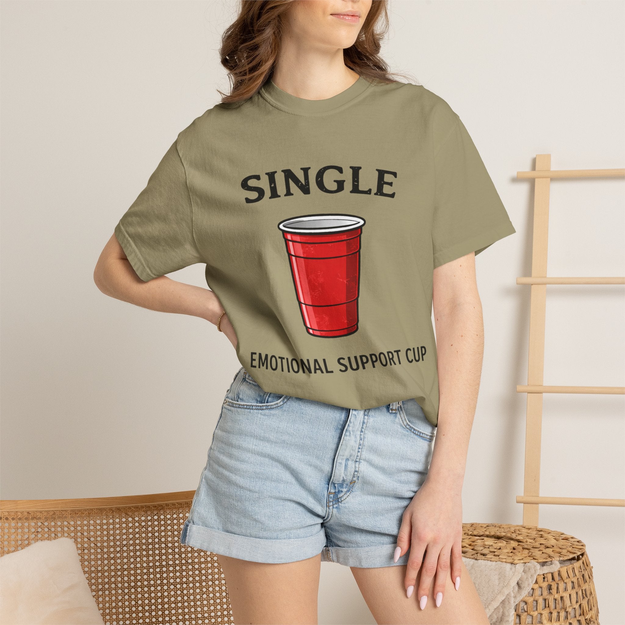 Single | Emotional Support Cup | Viral | Funny T-Shirt