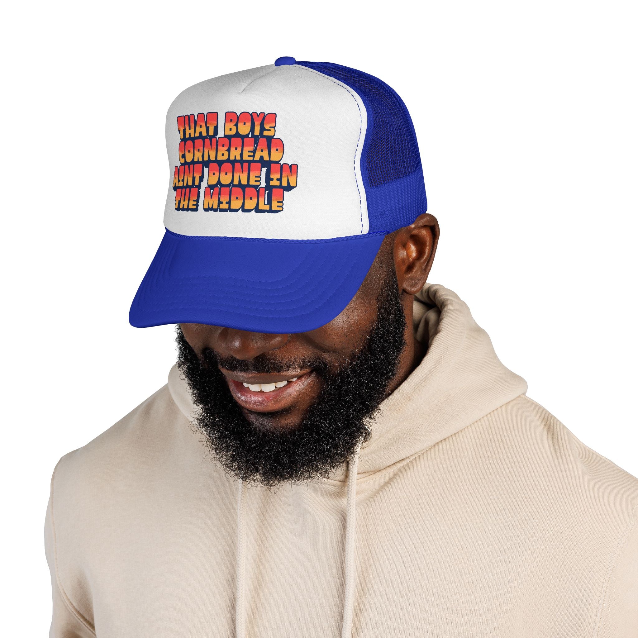 Trucker Cap | "That Boy's Cornbread Ain't Done in the Middle" Retro Mesh Hat