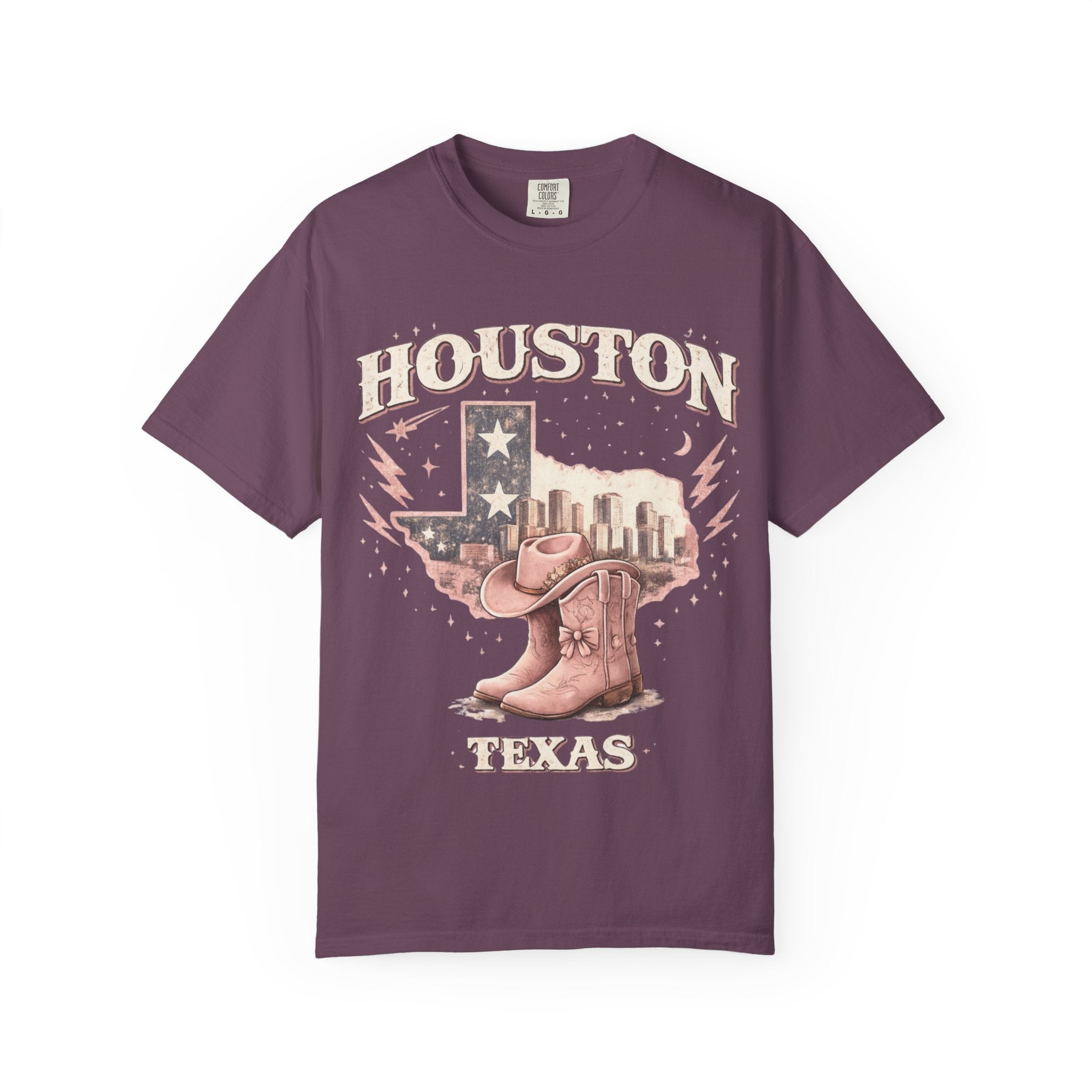 Houston Texas Cowgirl Boots T‑Shirt | Vintage Western Tee | Cowgirlie Style