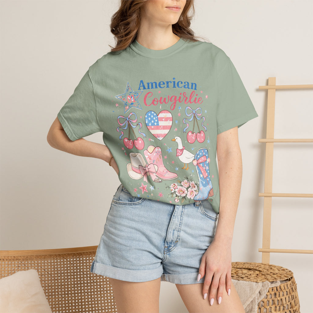 American Cowgirl Graphic T‑Shirt | Patriotic Cowgirl Viral T-Shirt
