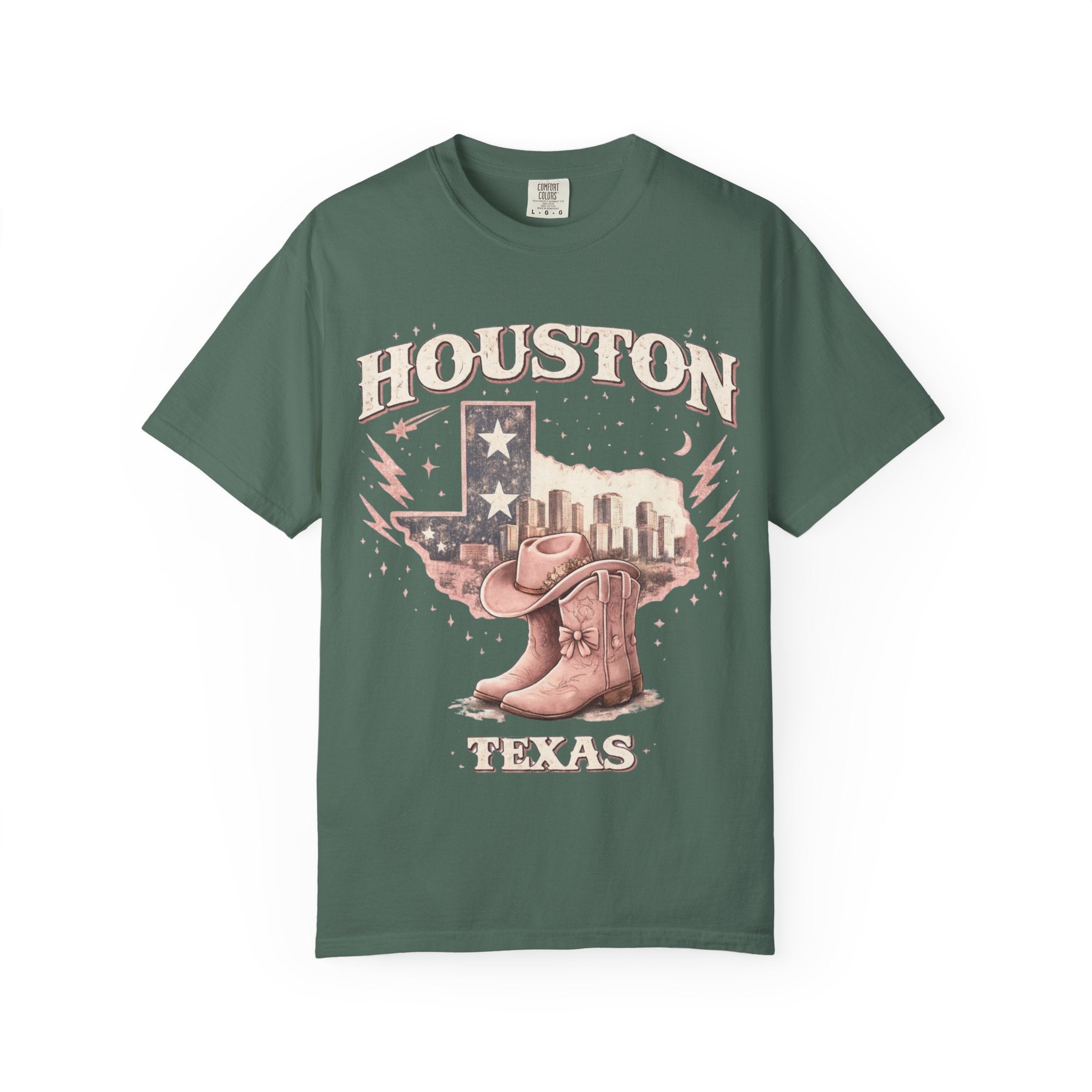 Houston Texas Cowgirl Boots T‑Shirt | Vintage Western Tee | Cowgirlie Style