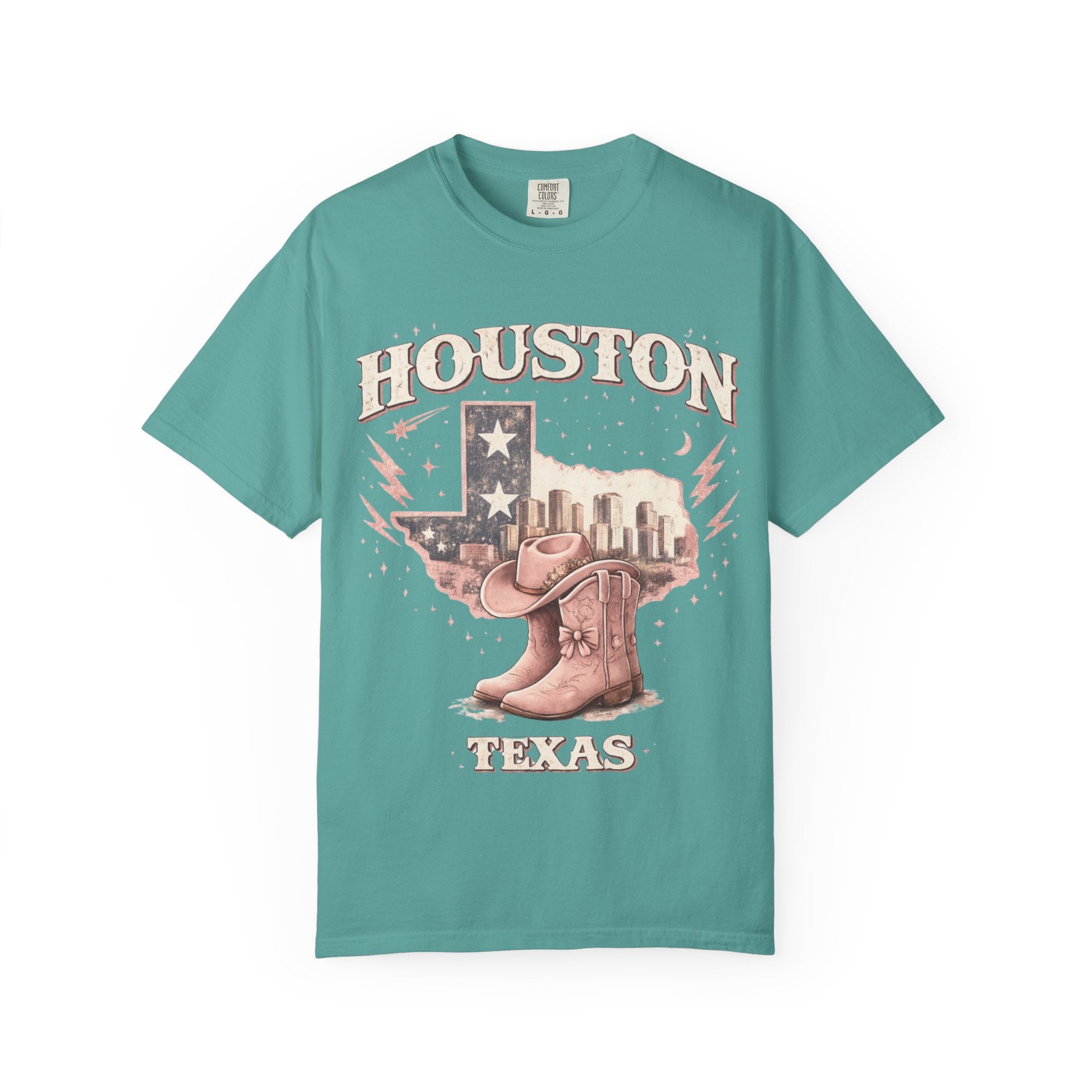 Houston Texas Cowgirl Boots T‑Shirt | Vintage Western Tee | Cowgirlie Style