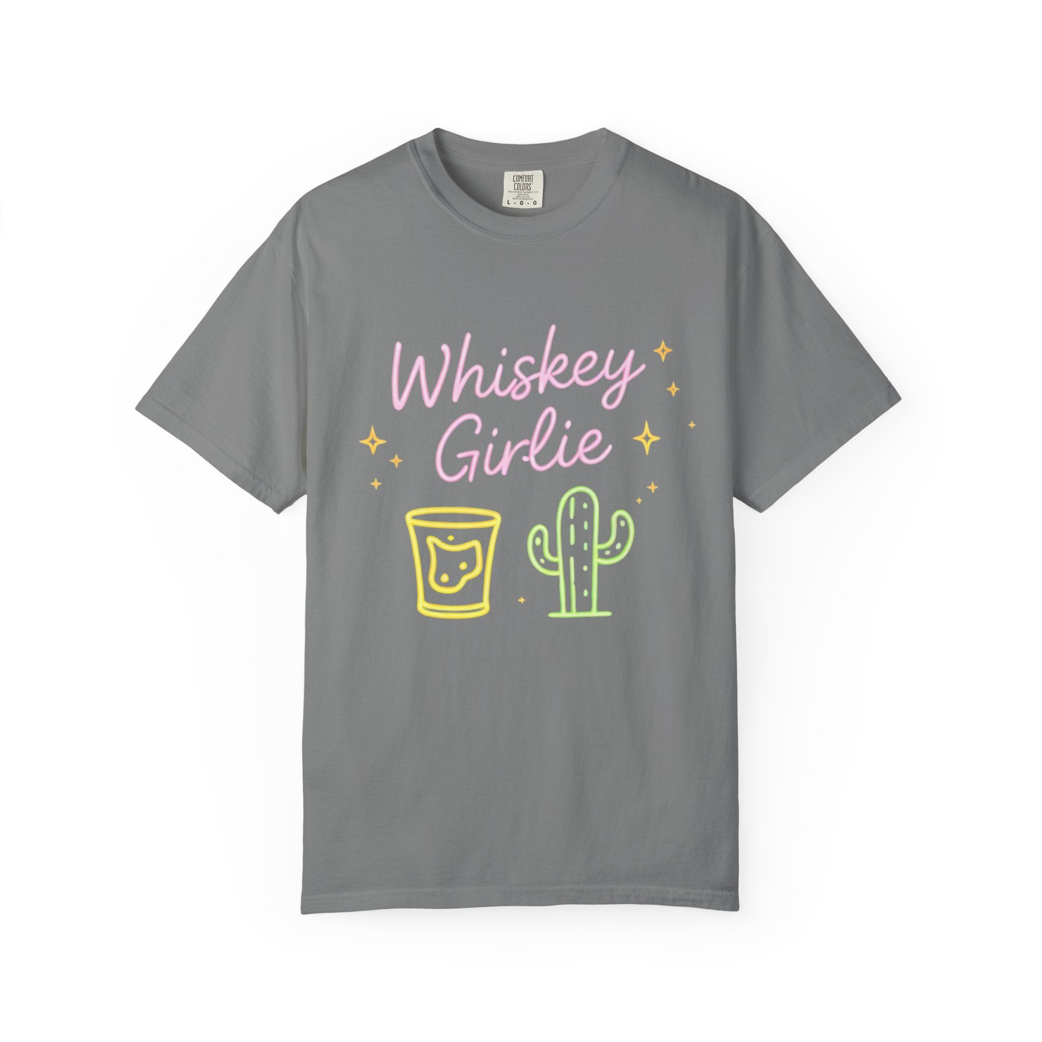 Whiskey Girlie| Southern Tee-Shirt — Neon Cactus & Shot Glass Graphic