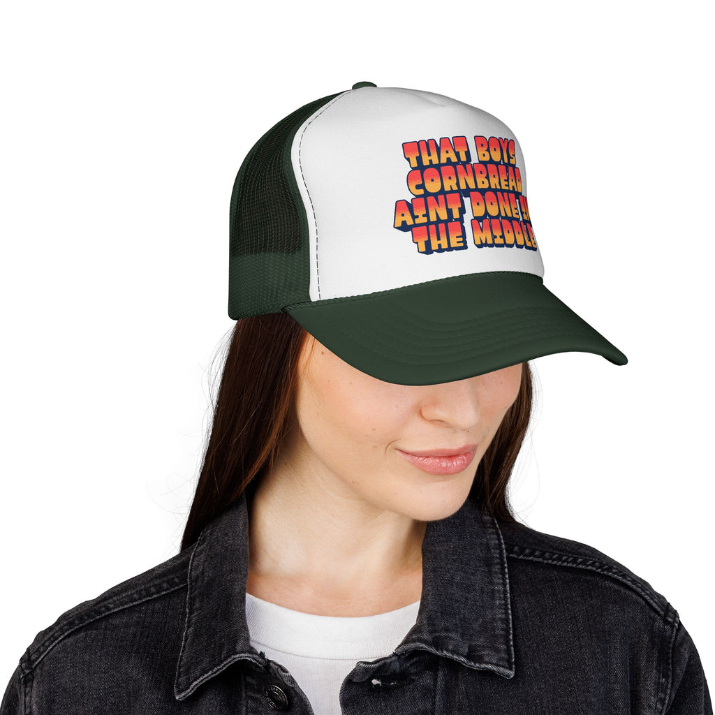 Trucker Cap | "That Boy's Cornbread Ain't Done in the Middle" Retro Mesh Hat