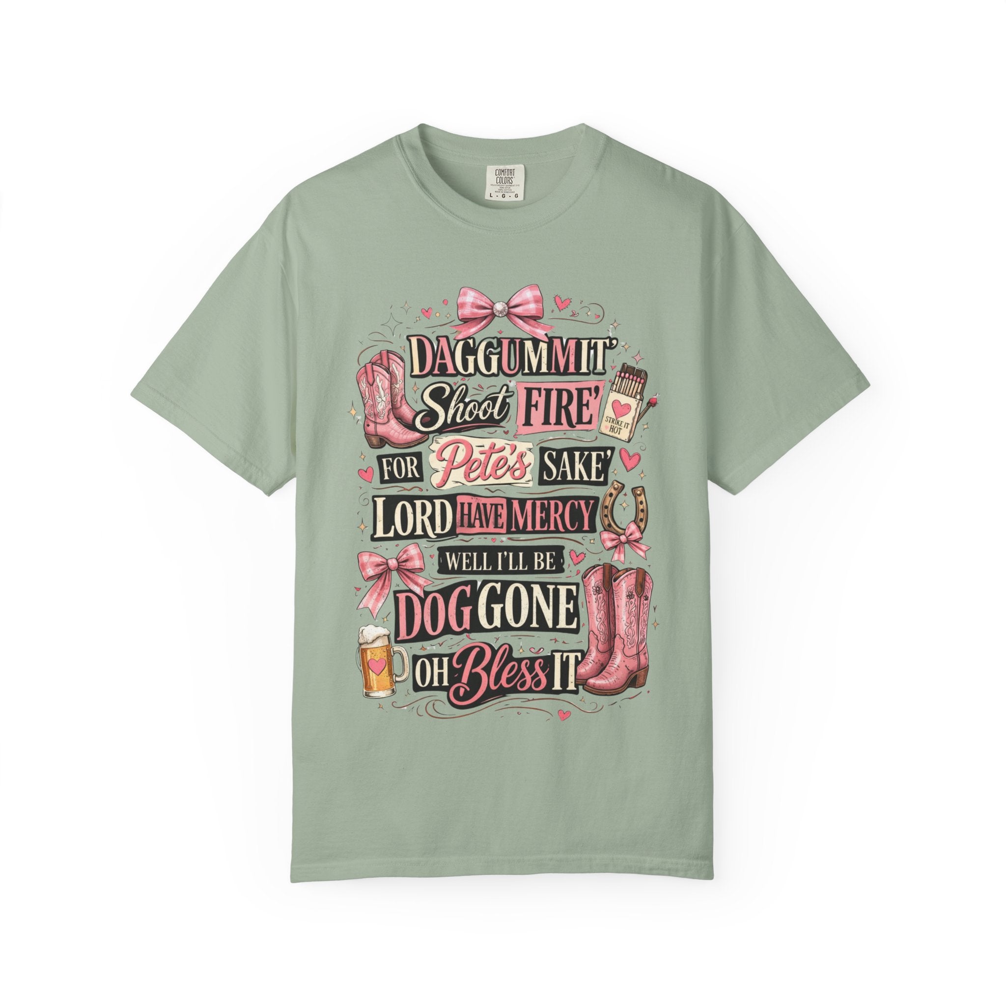 Southern Graphic Tee-Shirt | "Daggummit Shoot Fire "| Country Cowgirlie Design