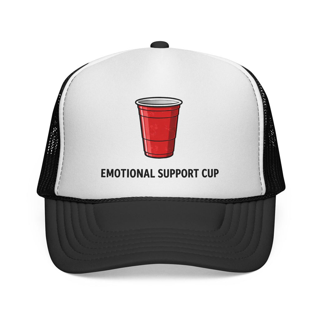 Emotional Support Cup Trucker Hat | Funny Red Solo Party Cap