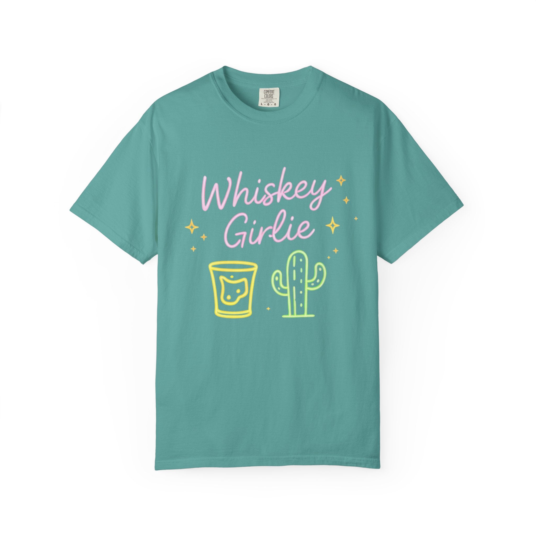 Whiskey Girlie| Southern Tee-Shirt — Neon Cactus & Shot Glass Graphic