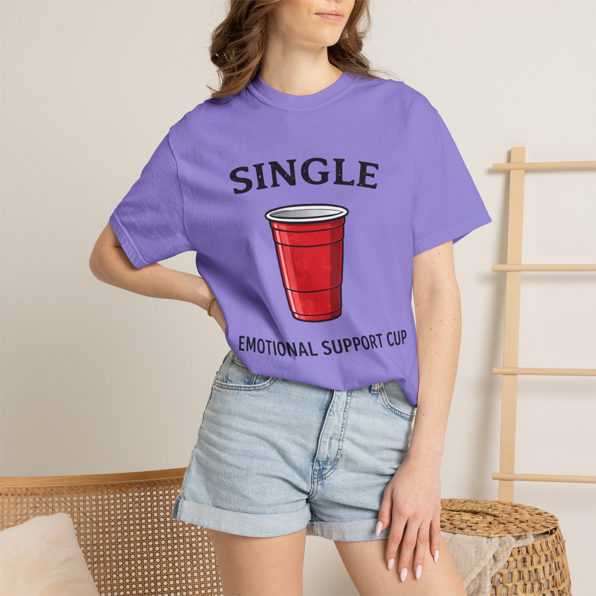 Single | Emotional Support Cup | Viral | Funny T-Shirt